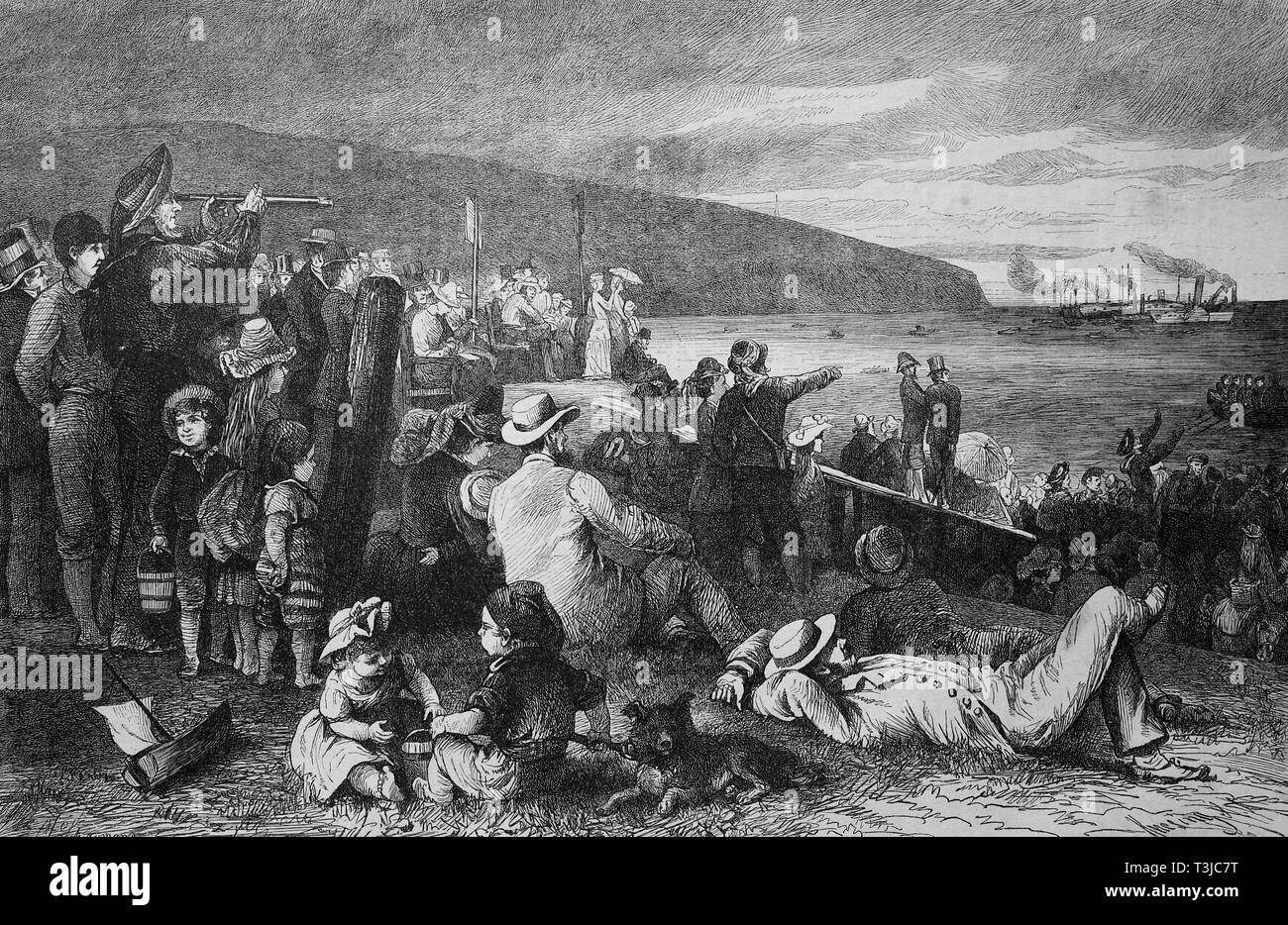 Am Strand der Insel Wight, England, historische Darstellung, 1880, England Stockfoto