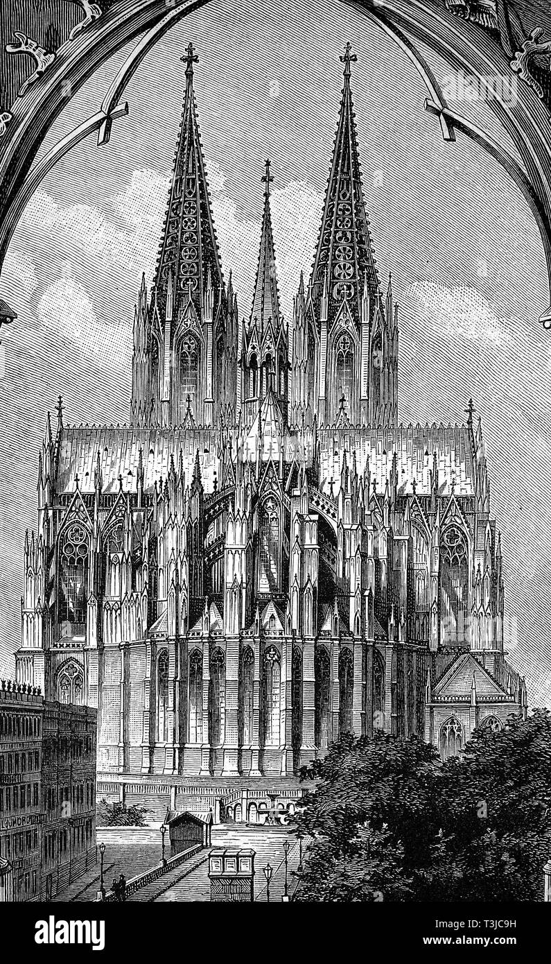 Kölner Dom, Köln, Osten, historische Darstellung, 1880, Deutschland Stockfoto
