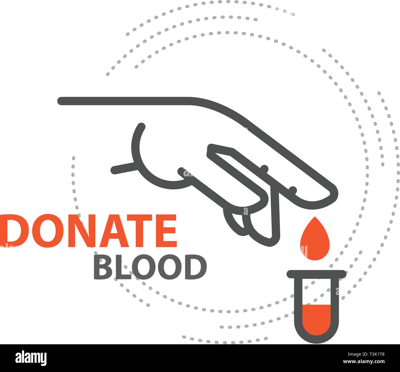 Blutspender - Tropfen Blut spenden vom Finger, Nächstenliebe und Blutspende Konzept Stock Vektor