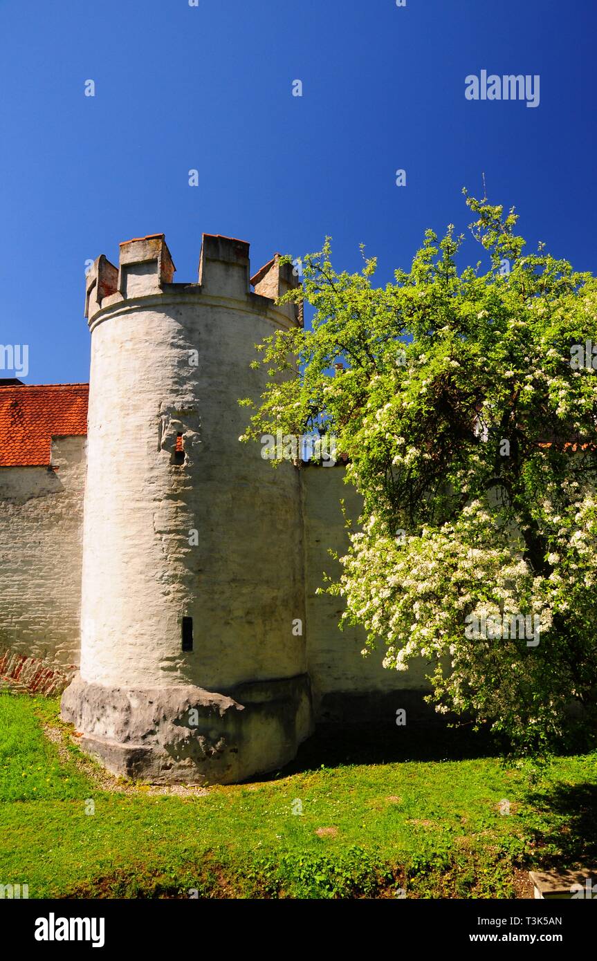 Tower, mittelalterlichen Stadtmauer, Landsberg am Lech, Bayern, Deutschland, Europa Stockfoto