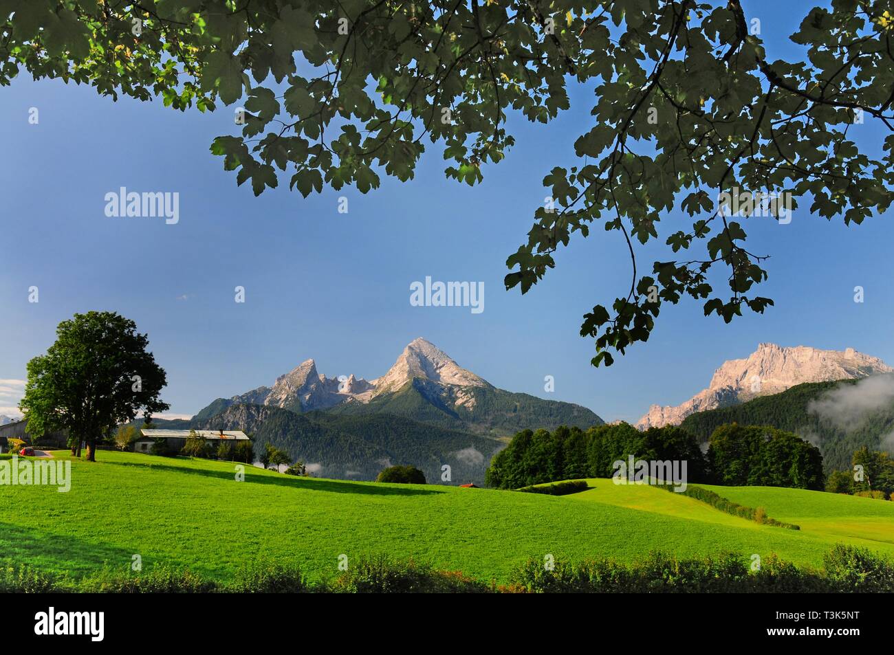 Watzmann, mit Frau und Kindern aus dem Norden, die in den Nationalpark Berchtesgaden in den Bayerischen Alpen, Bayern, Deutschland, Europa Stockfoto