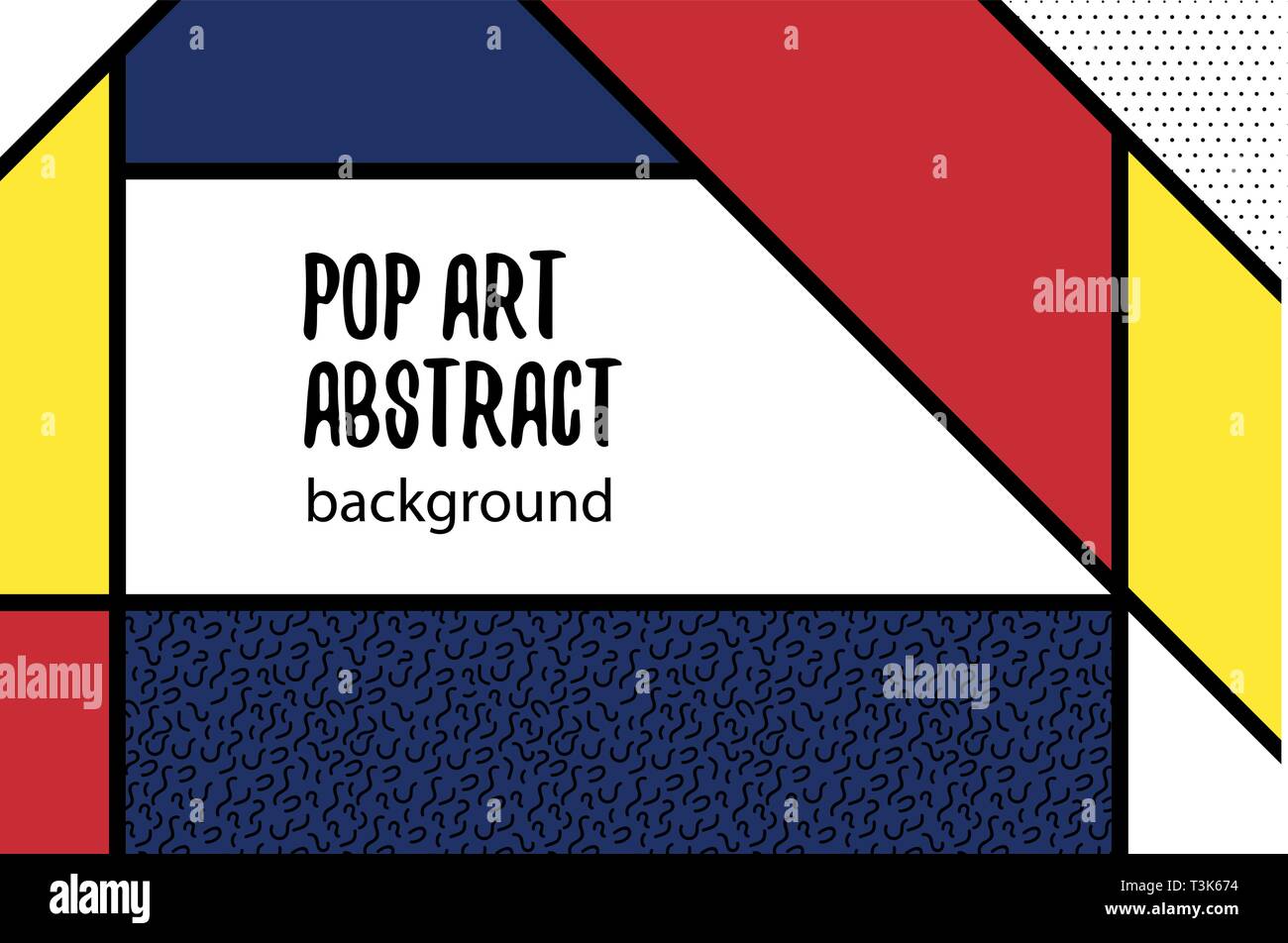 Pop Art Geometrie Mondrian style Line zurück Stock Vektor