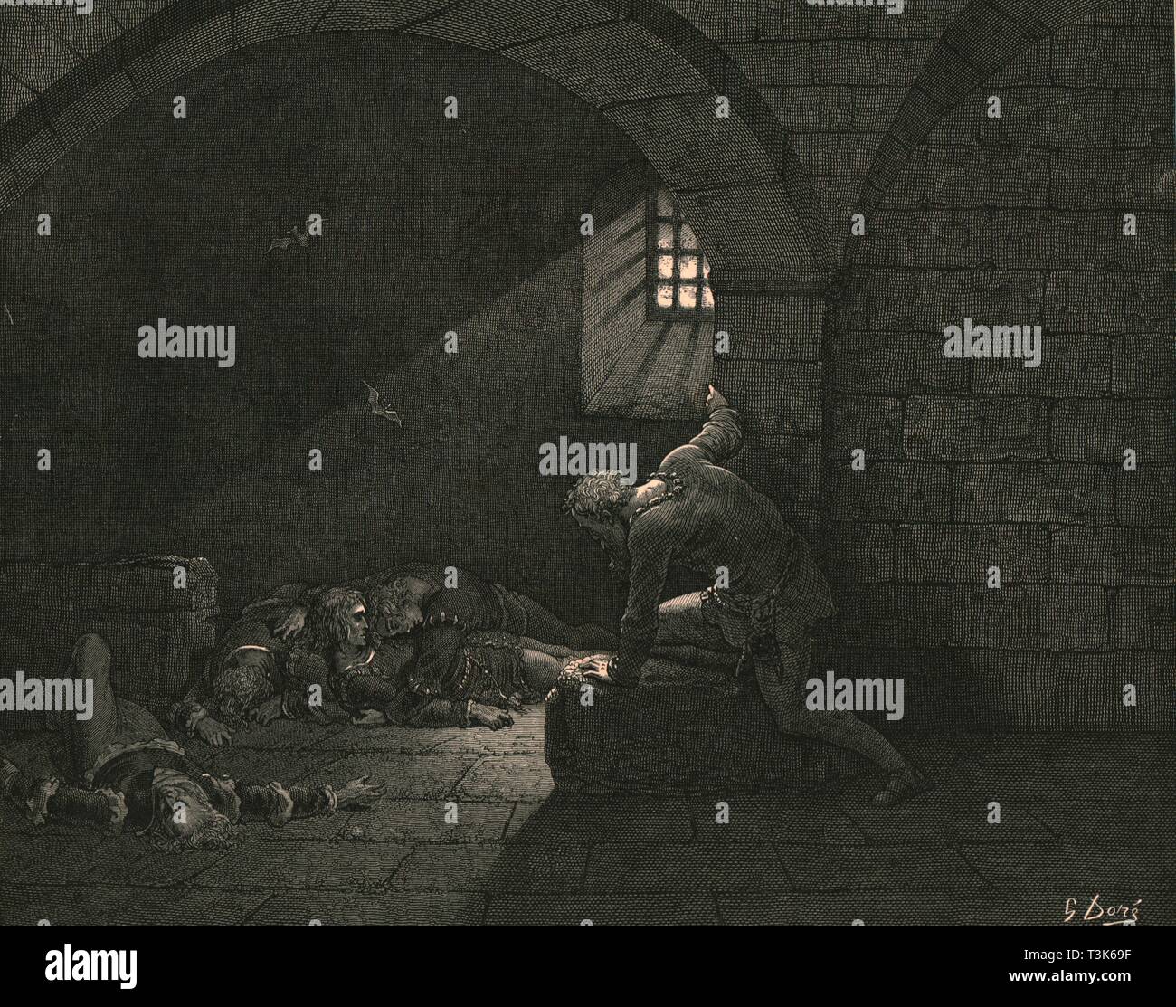 Dann, Fasten erhielt die Beherrschung von Trauer, c 1890. Schöpfer: Gustave Doré. Stockfoto