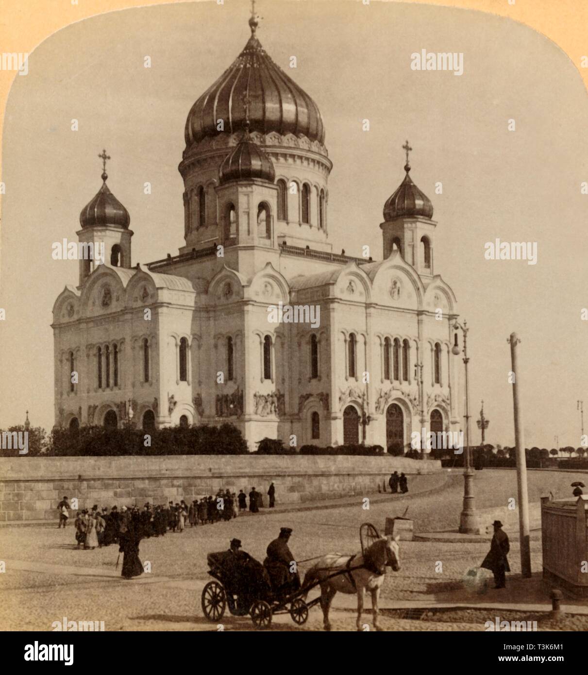 "Tempel unseres Erlösers, die größte Kirche in Moskau, Russland, 1898. Schöpfer: Underwood & Underwood. Stockfoto