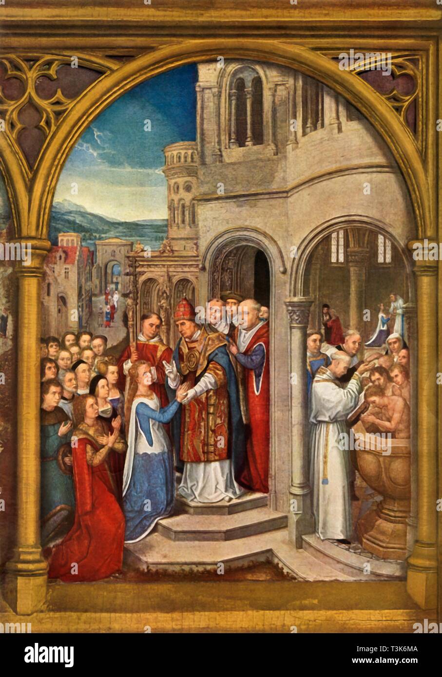 "Die Ankunft in Rom", 1489. Schöpfer: Hans Memling. Stockfoto