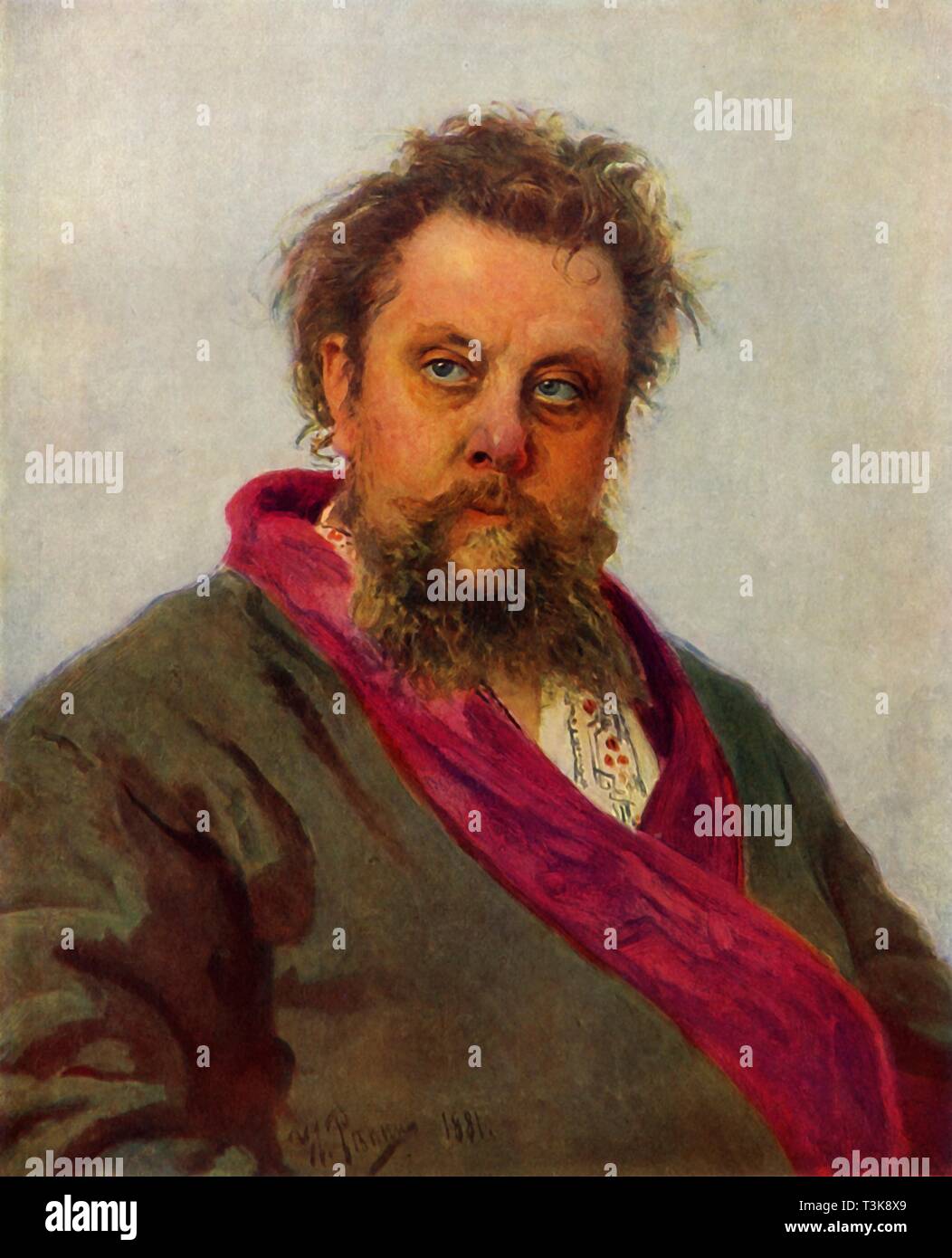 "Portrait des Komponisten Modest Petrovich Mussorgskij", 1881, (1965). Schöpfer: Il'ya anheften. Stockfoto