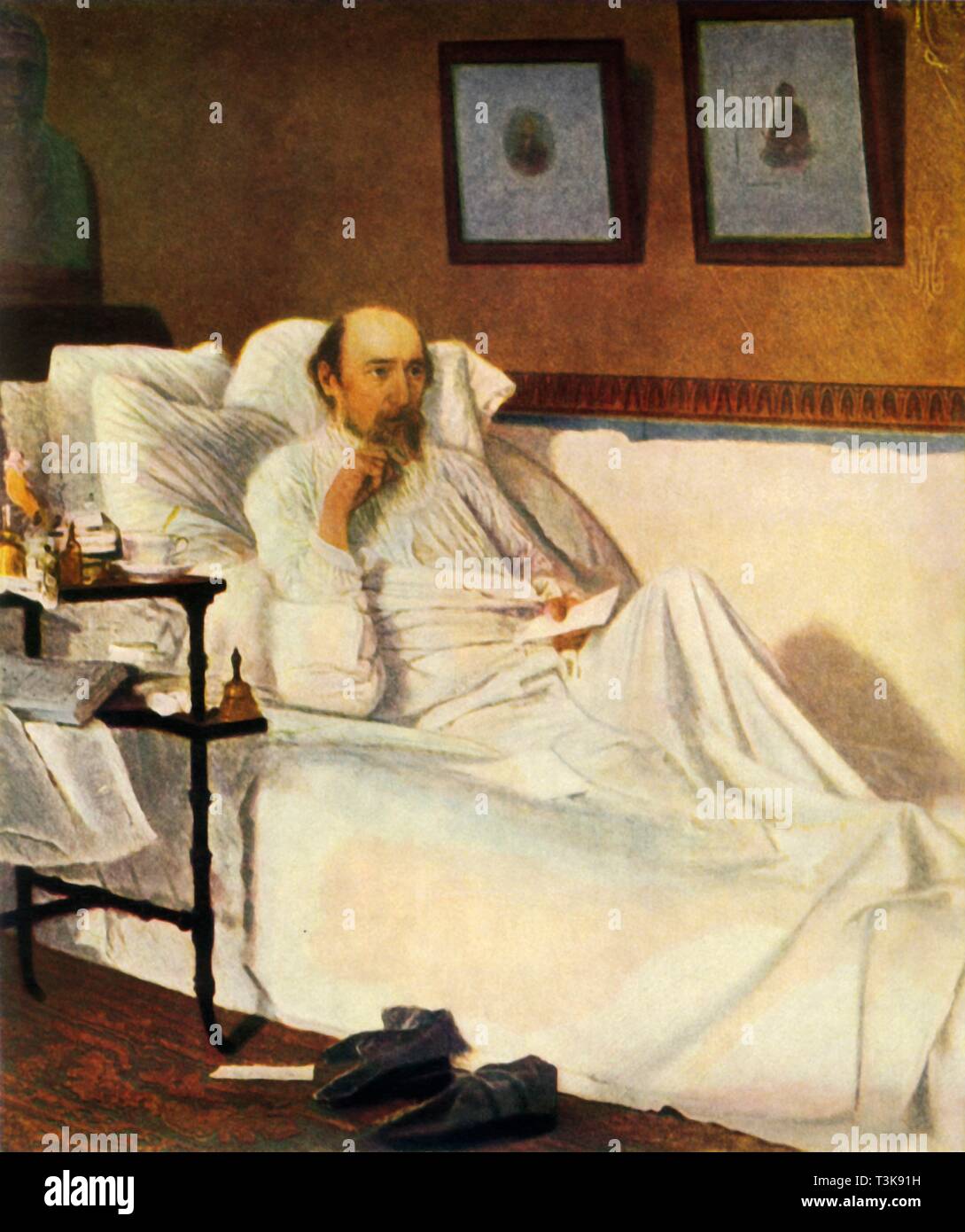 "Portrait von nekrassow", 1877, (1965). Schöpfer: Ivan Kramskoy. Stockfoto