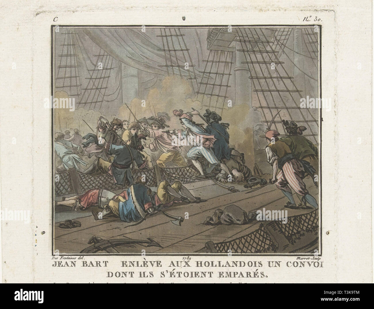 Jean Bart in der Schlacht von Texel am 29. Juni 1694, 1789. Schöpfer: Anonym. Stockfoto