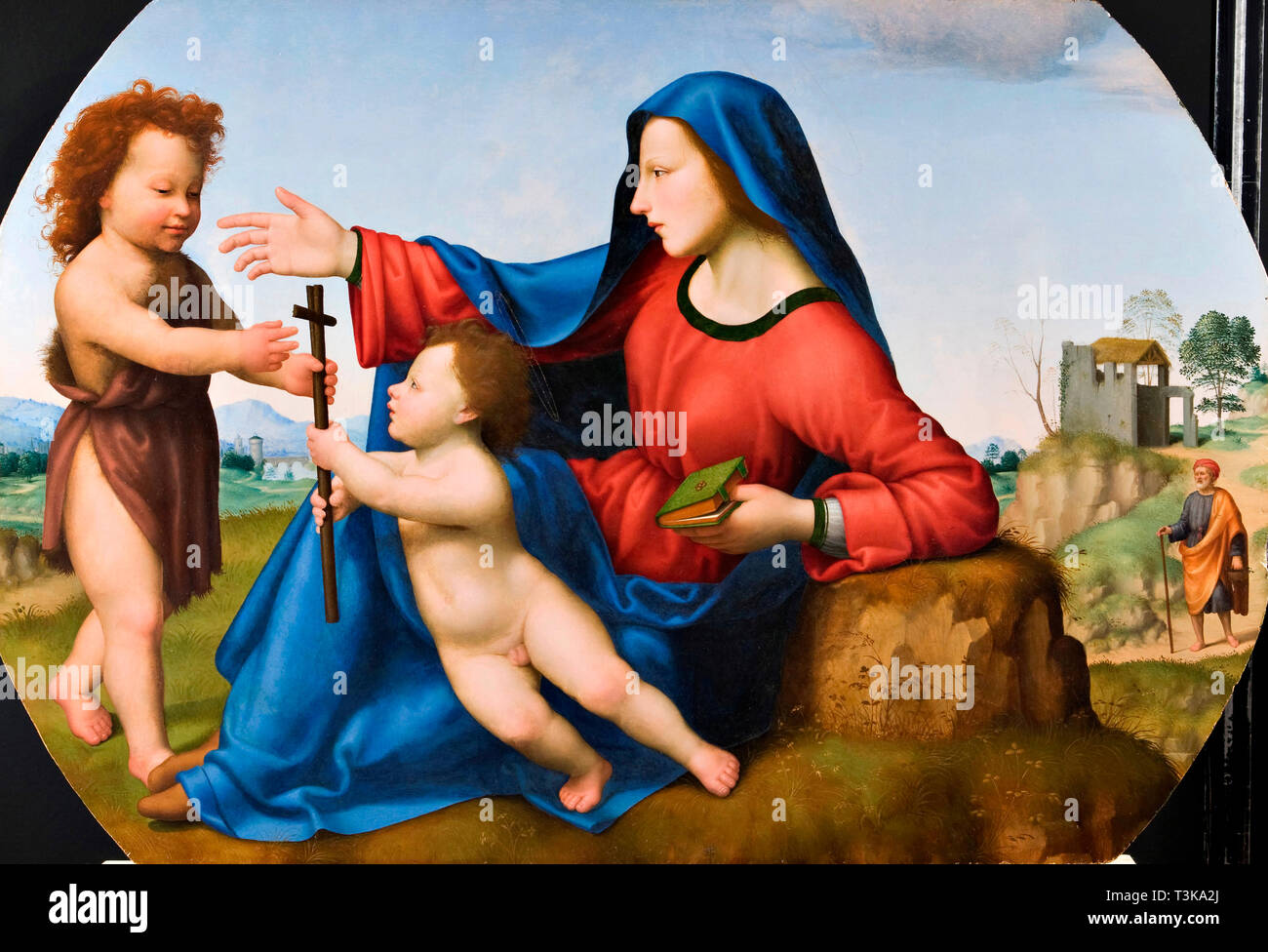 Madonna mit Kind und den Jungen Johannes der Täufer. Schöpfer: BUGIARDINI, Giuliano (1475-1554). Stockfoto