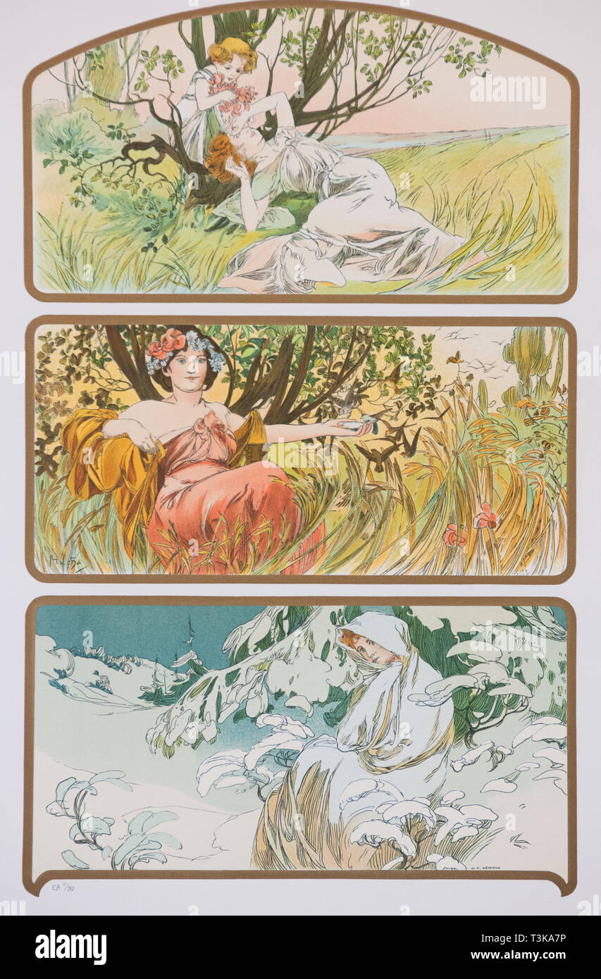 Drei Jahreszeiten, C. 1898. Schöpfer: Mucha, Alfons Maria (1860-1939). Stockfoto