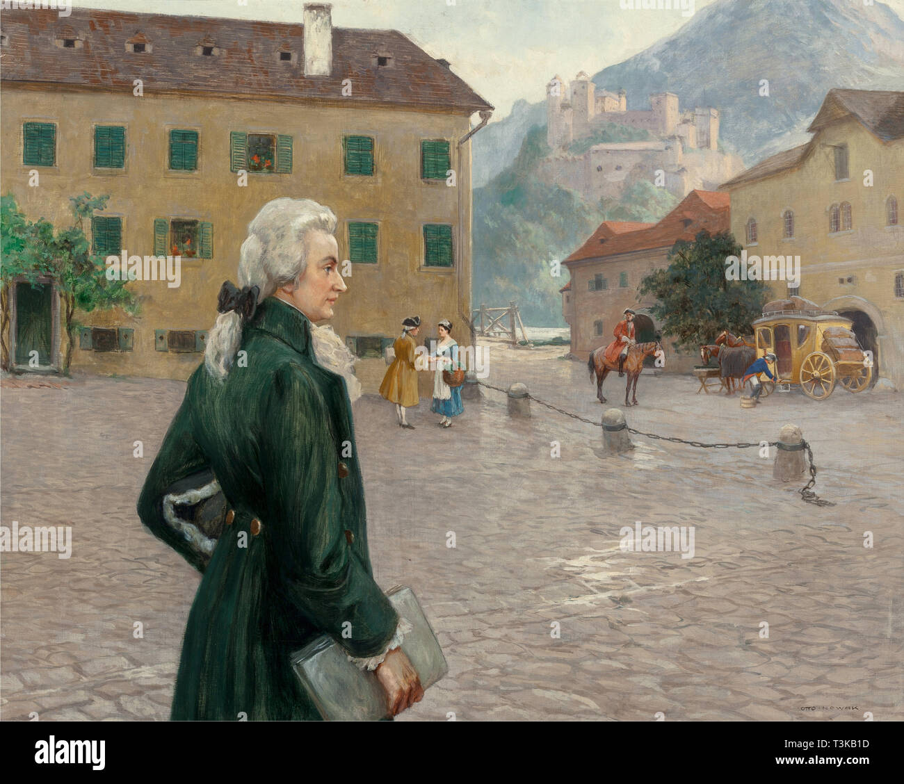 Der junge Mozart in Salzburg. Schöpfer: Nowak, Otto Robert (1874-1945). Stockfoto