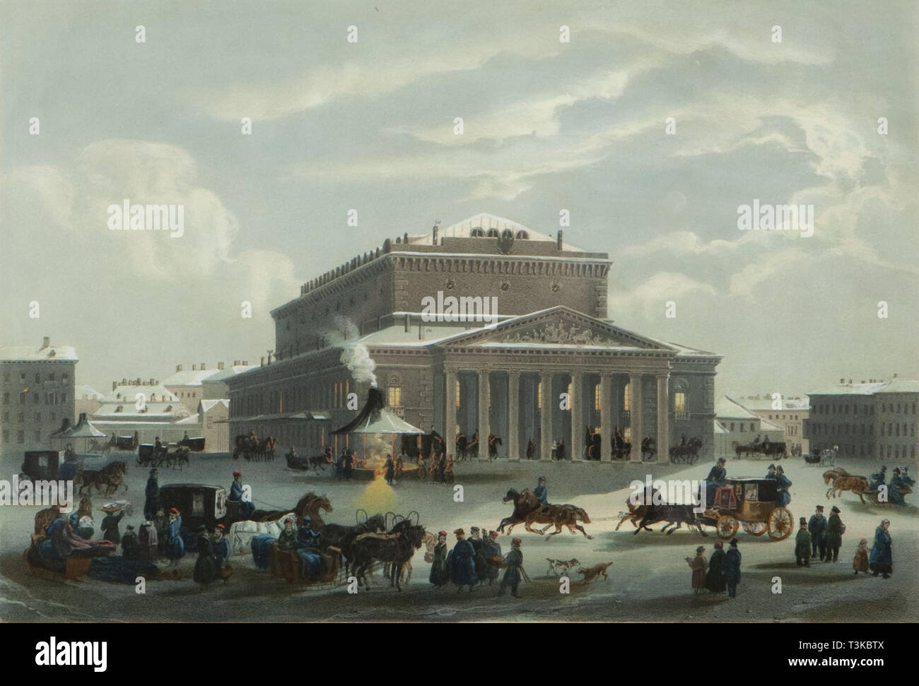 Die Sankt Petersburg Imperial Bolschoi Kamenny Theater, Ende 1840er Jahre. Schöpfer: Diez, Samuel Friedrich (1803-1873). Stockfoto