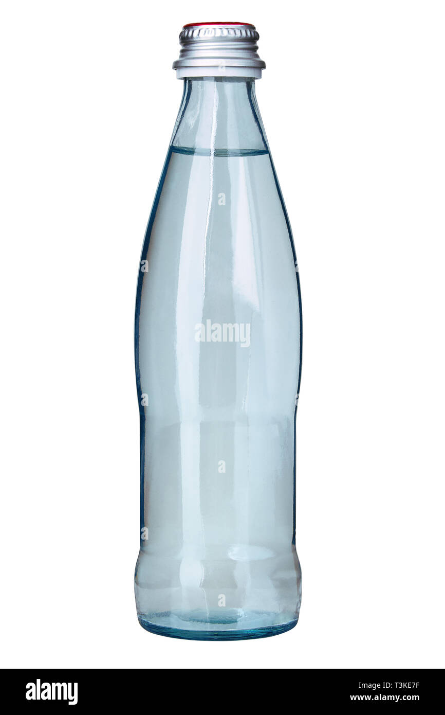 Glas Flasche mit reinem Trinkwasser gefüllt isoliert auf dem weißen  Hintergrund (0,3 Liter Stockfotografie - Alamy
