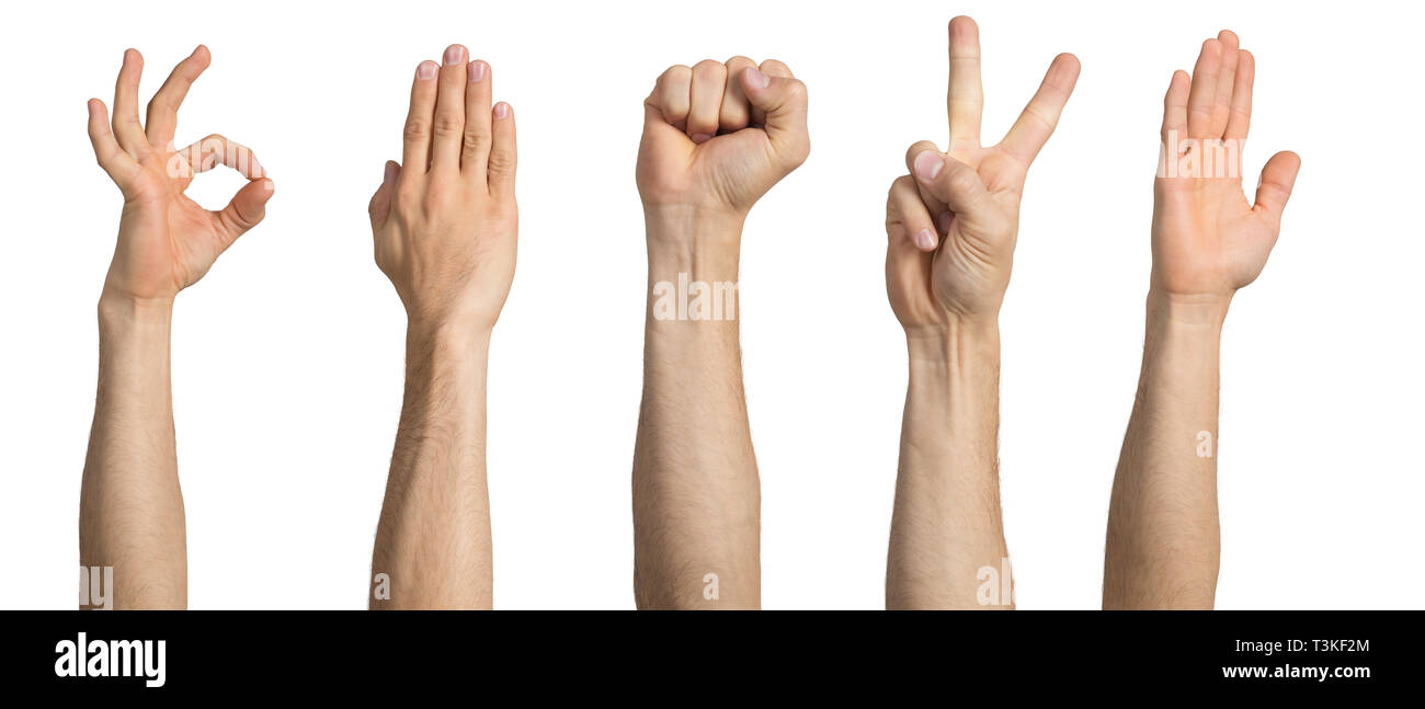 Hand mit verschiedenen Gesten Stockfoto