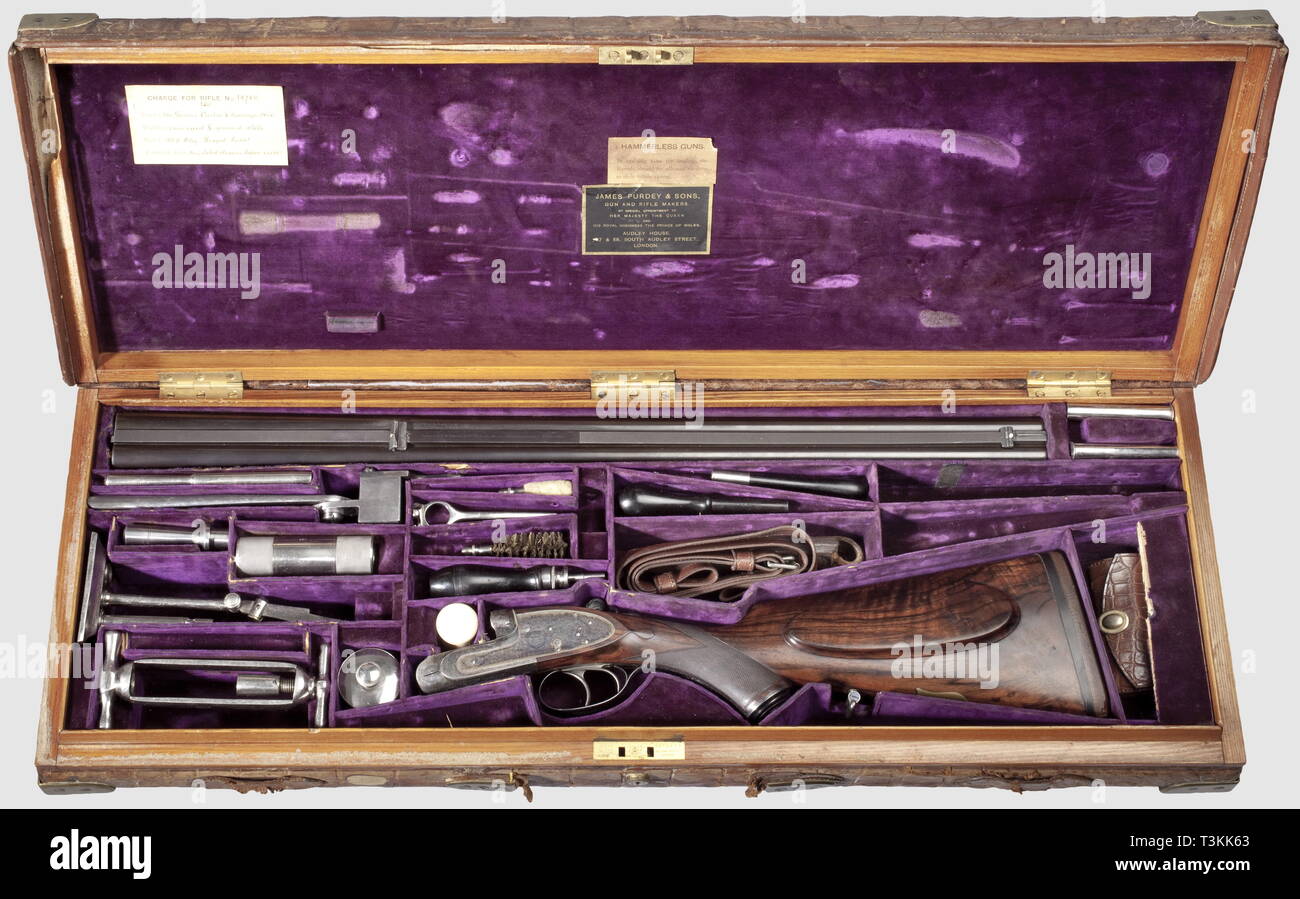 Lange Arme, moderne JAGDWAFFEN, Jagdwaffe, für den Fall, James Purdey & Sons, London, Additional-Rights - Clearance-Info - Not-Available Stockfoto