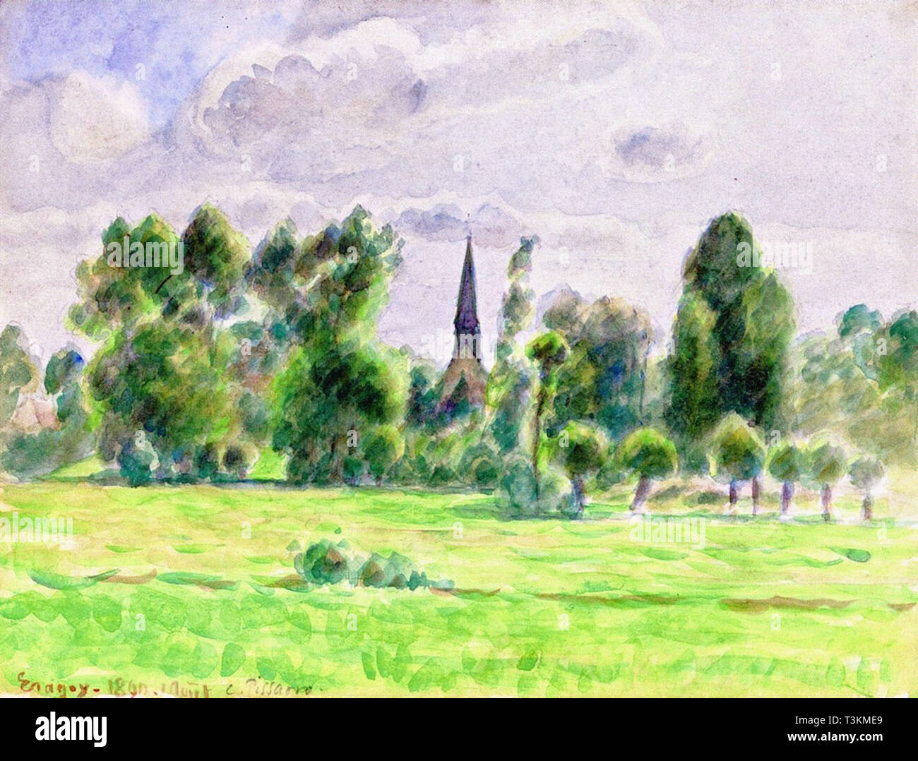 Camille Pissarro (1830 1903) Eragny Aquarell - Private Collection 1890 Stockfoto