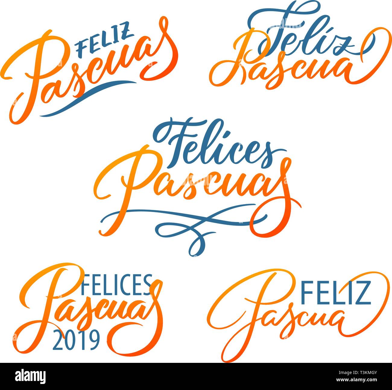 Feliz Pascua Typografie gesetzt. Ostern auf Spanisch. Мodern Kalligraphie drucke Vektor Schriftzug, Designelemente. Für Werbung, Plakat, Flyer, Banner Stock Vektor