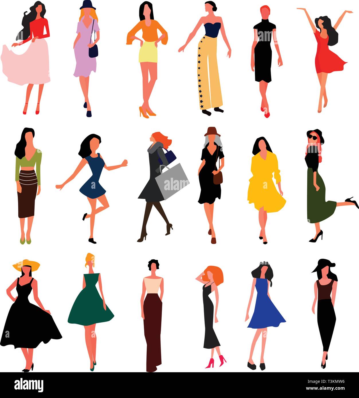 Schone Junge Frauen In Mode Kleidung Vektor Stock Vektorgrafik Alamy