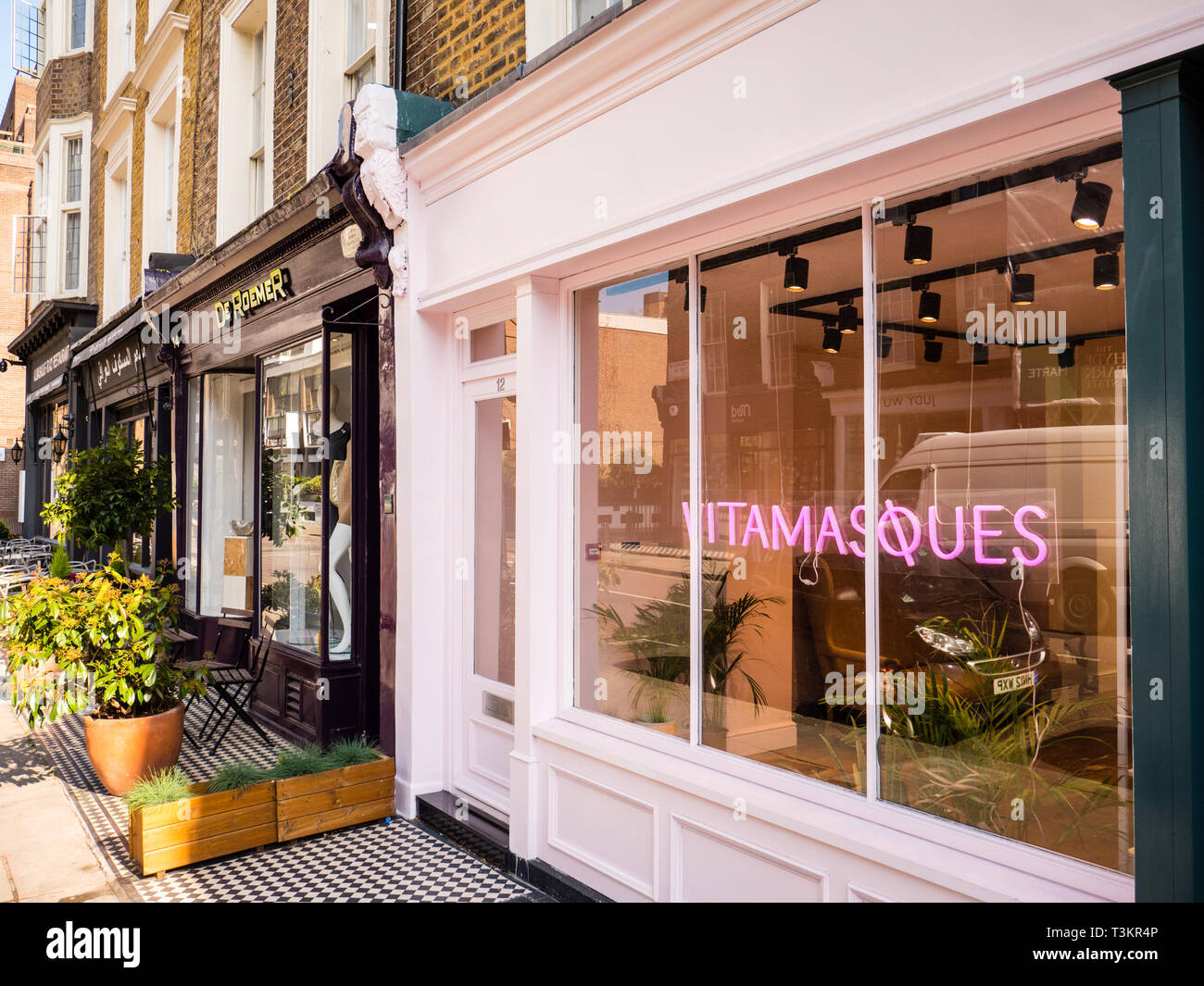 Vitamasques Hautpflege Shop, Connaught Dorf, Westminster, London, England, UK, GB. Stockfoto