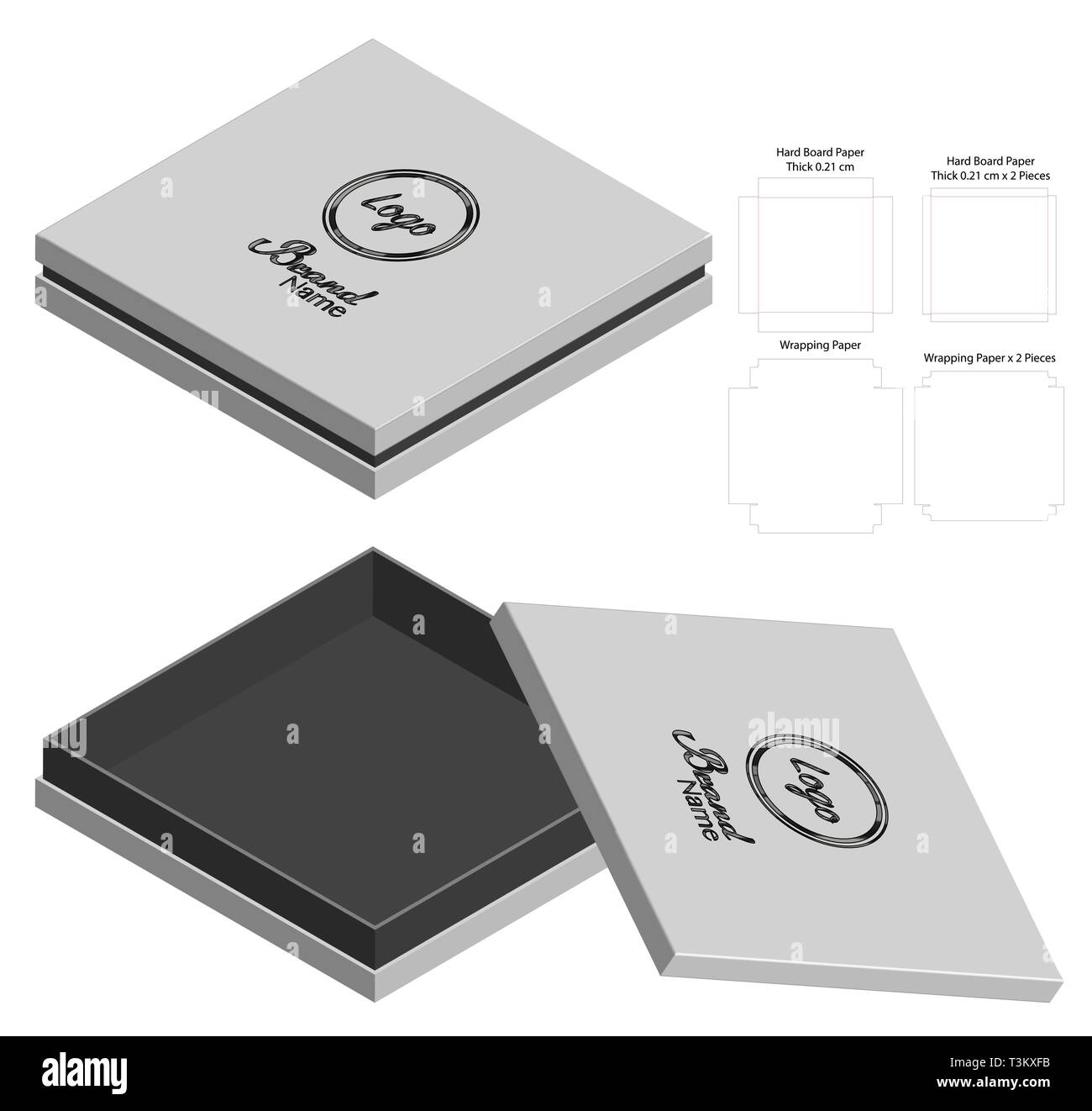 Box Verpackung die cut Template Design. 3d Mock-up Stock Vektor