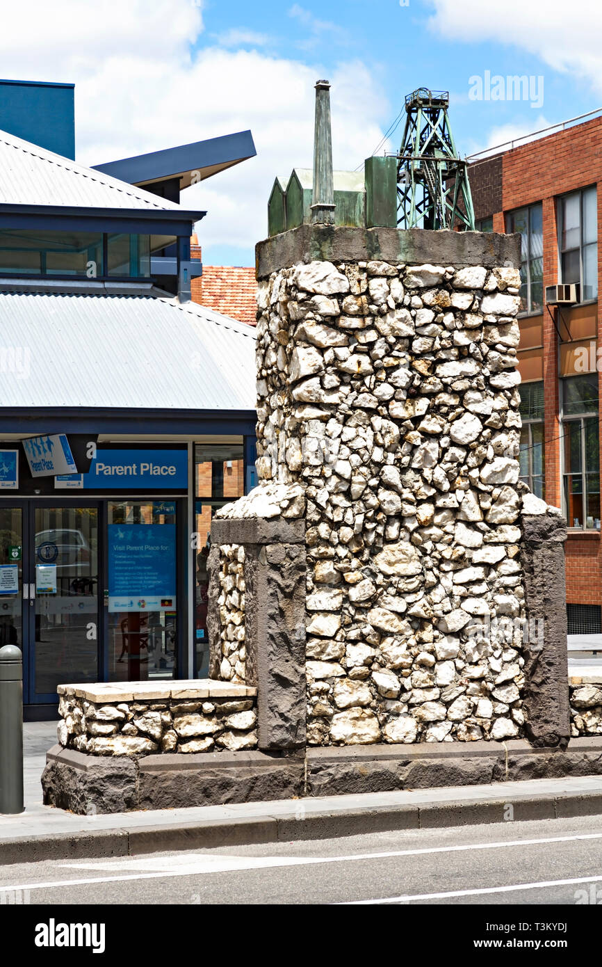 Ballarat Australia / Denkmal zum hundertjährigen Jubiläum der Goldentdeckung in Ballarat. Stockfoto