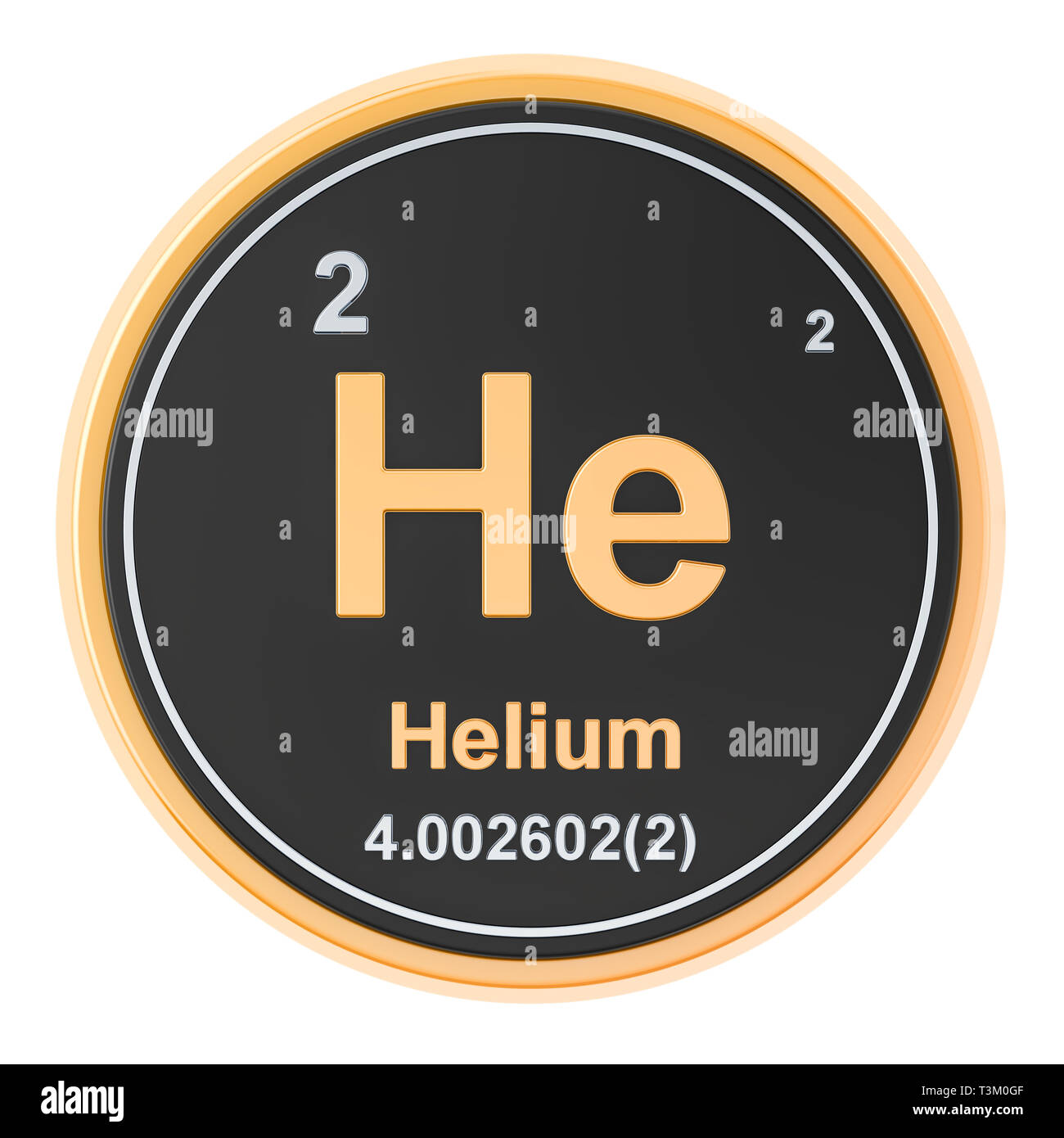 Helium Er chemische Element. 3D-Rendering auf weißem Hintergrund Stockfoto