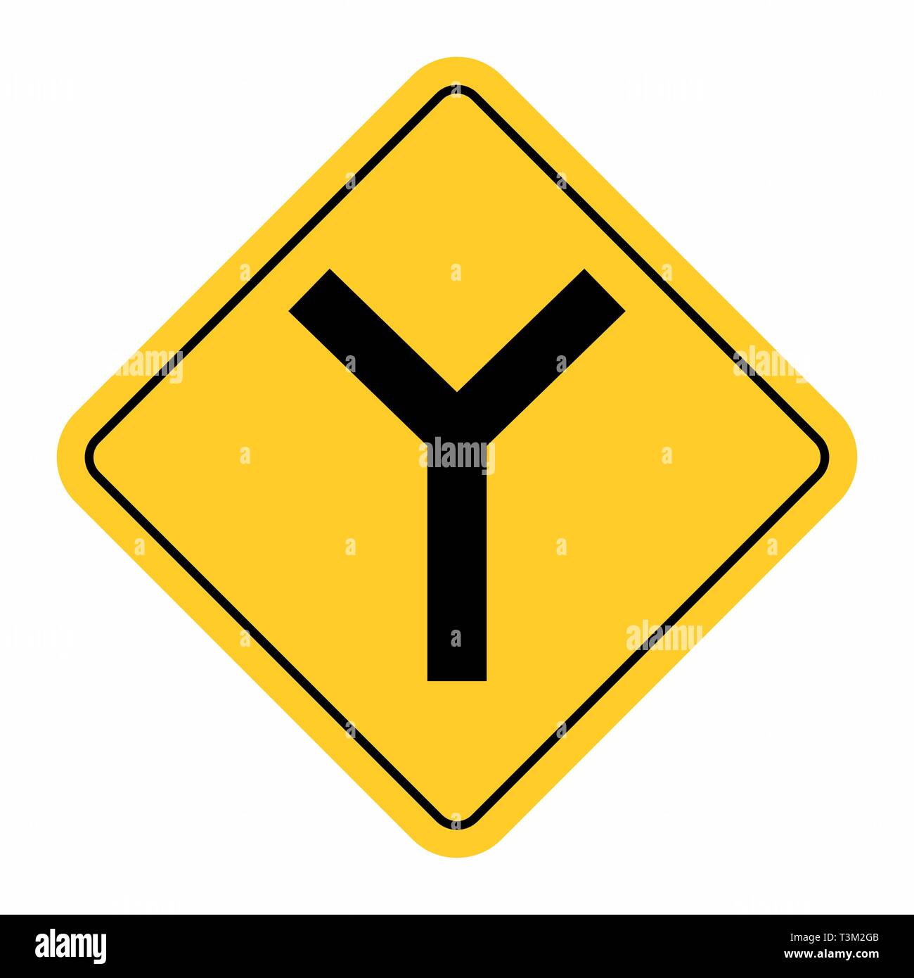 Abbildung: Y-Kreuzung Verkehr Straße Zeichen auf weißem Hintergrund Stock Vektor