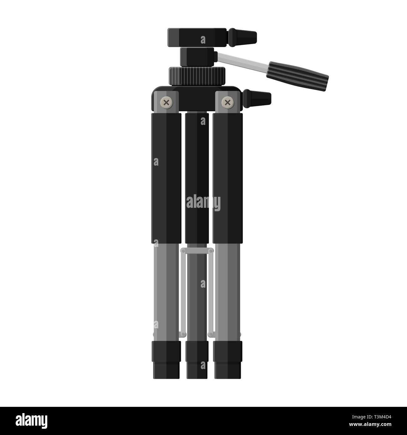 Gefaltete Stativ. Für Video und Foto Ausrüstung stehen. Flat Style Kamerastativ. Vector Illustration Stock Vektor