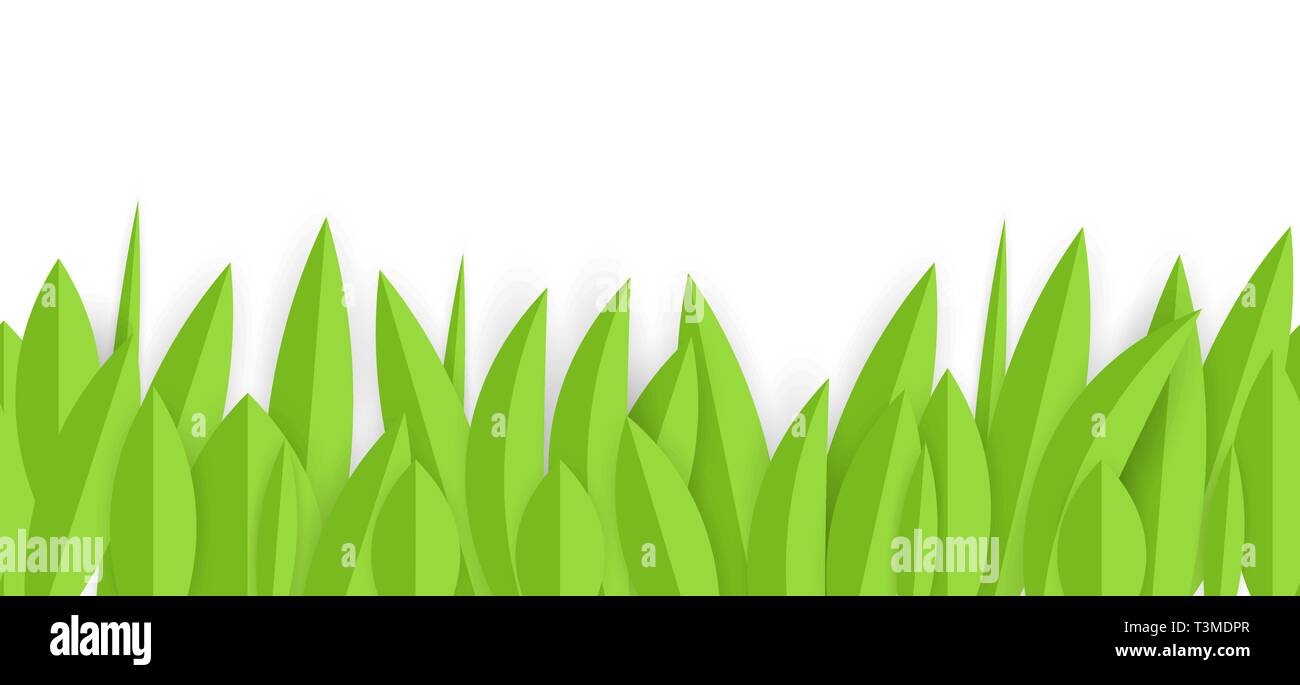 Grünbuch Gras horizontale nahtlose grenzüberschreitende Design. Vector Illustration Stock Vektor