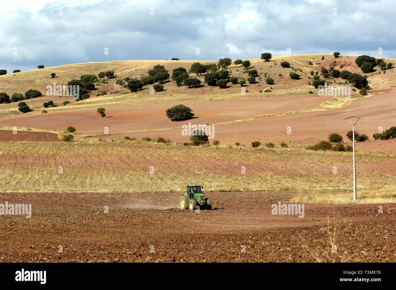 Dryland farming Landschaft in der Nähe des Dorfes Molina de Aragon, Castle-Leon, Spanien Stockfoto