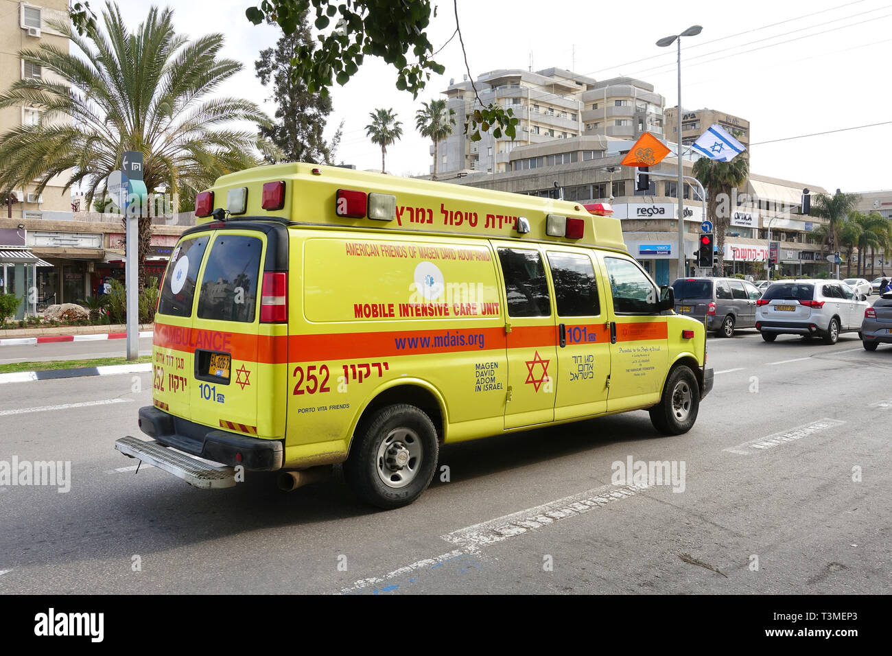 Magen David Adom Krankenwagen in Israel. Stockfoto