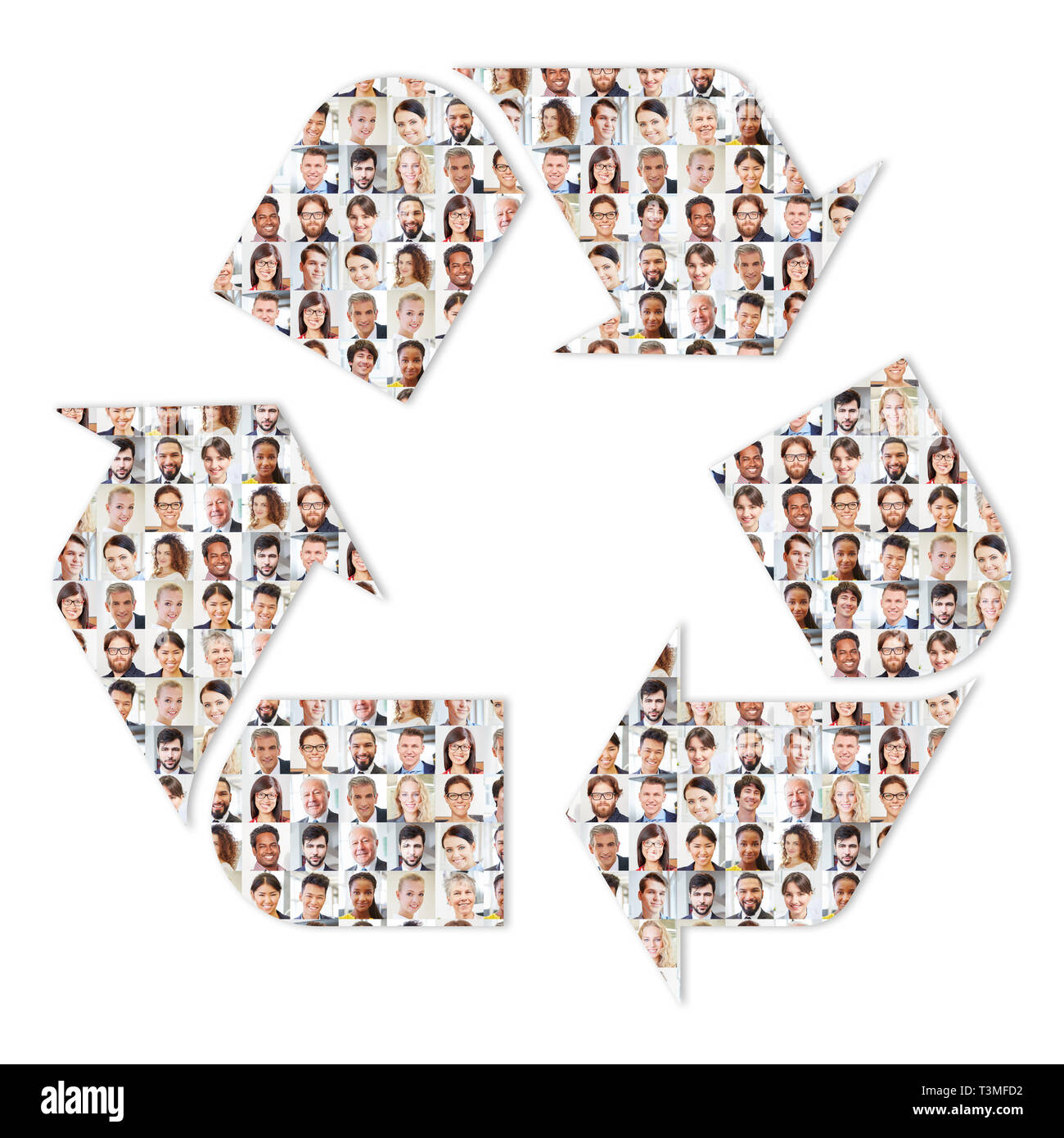International Business Team bildet den Recycling Kreislauf Symbol für Nachhaltigkeit in Unternehmen Stockfoto