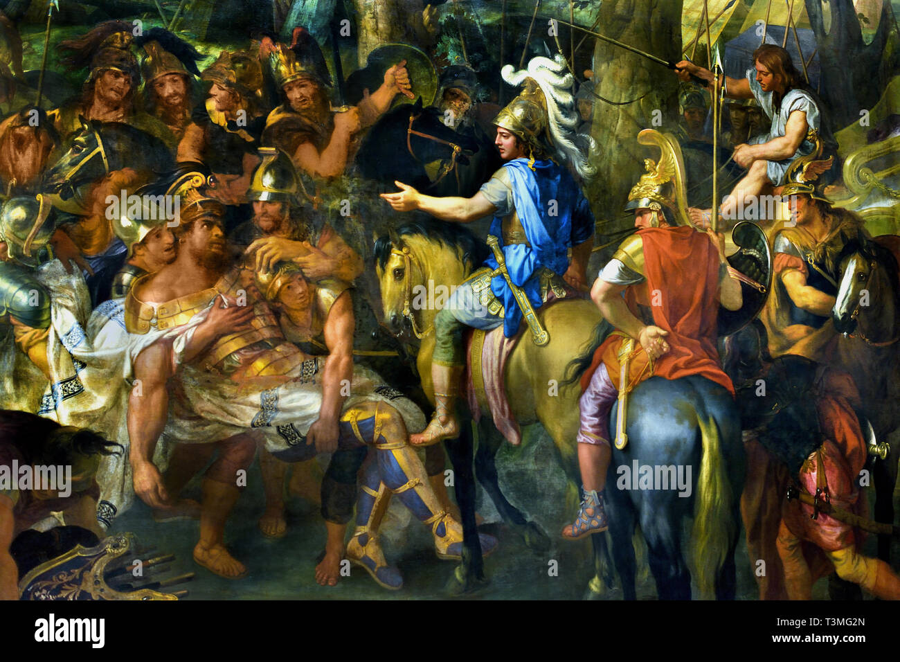 Alexander der Große und Poros 1665 - 1673 Charles Le Brun 1619 - 1690 Frankreich, Französisch. (Alexander Großmut zeigt auf den indischen Königs Porus, den er gerade besiegt hat, indem er sein Reich zu halten.) Stockfoto