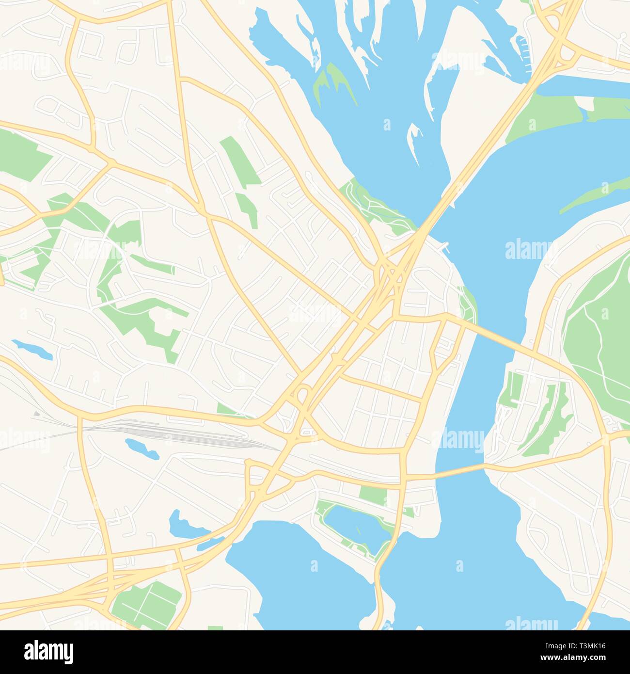 Druckbare Karte von Rovaniemi, Finnland mit Haupt- und Nebenstraßen und größere Bahnen. Diese Karte ist sorgfältig für Routing und Inverkehrbringen Champagnerkelch konzipiert Stock Vektor