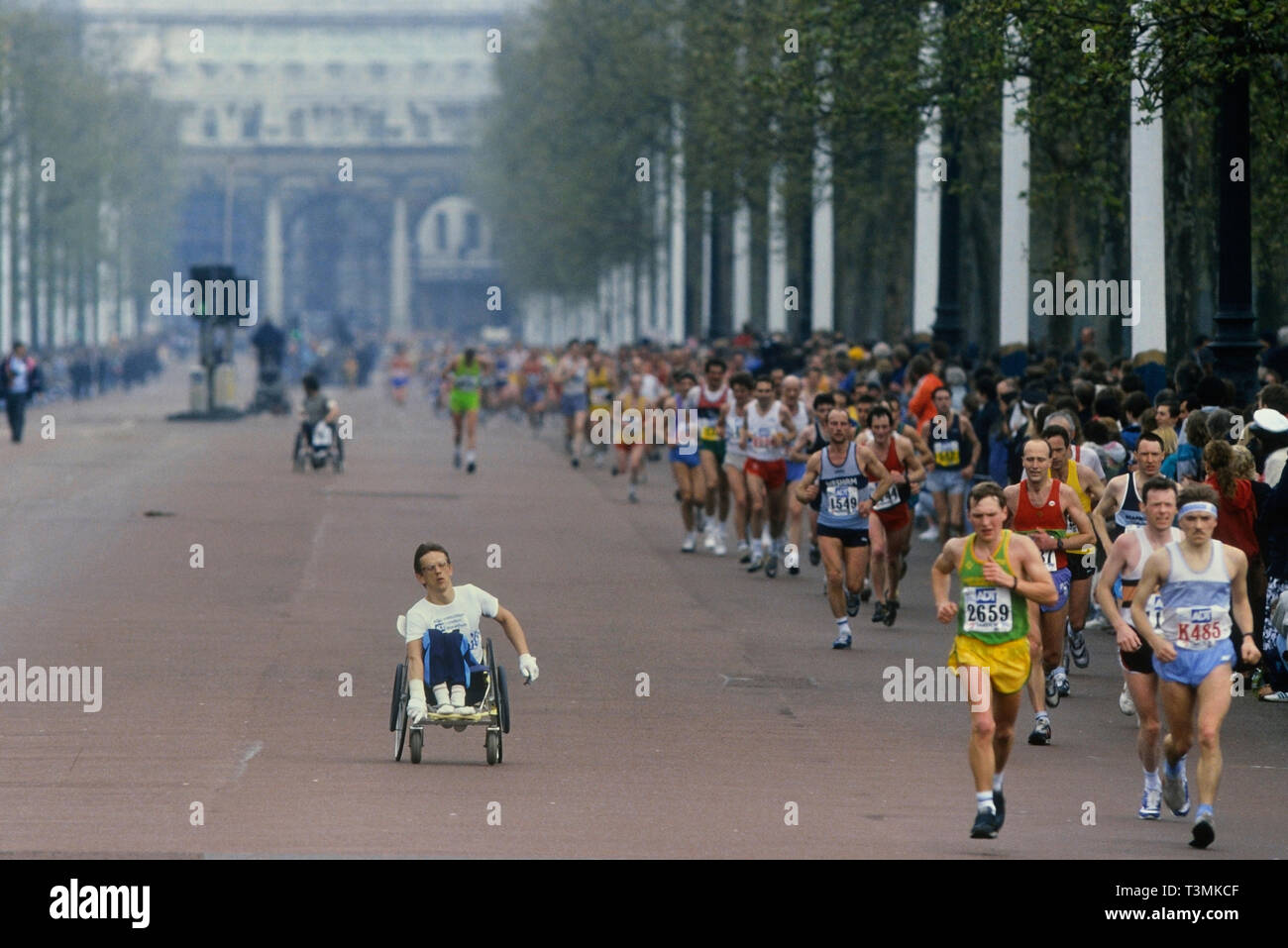 Beginn der Rennen der Elite Männer an der ADT London Marathon, 1989 Stockfoto