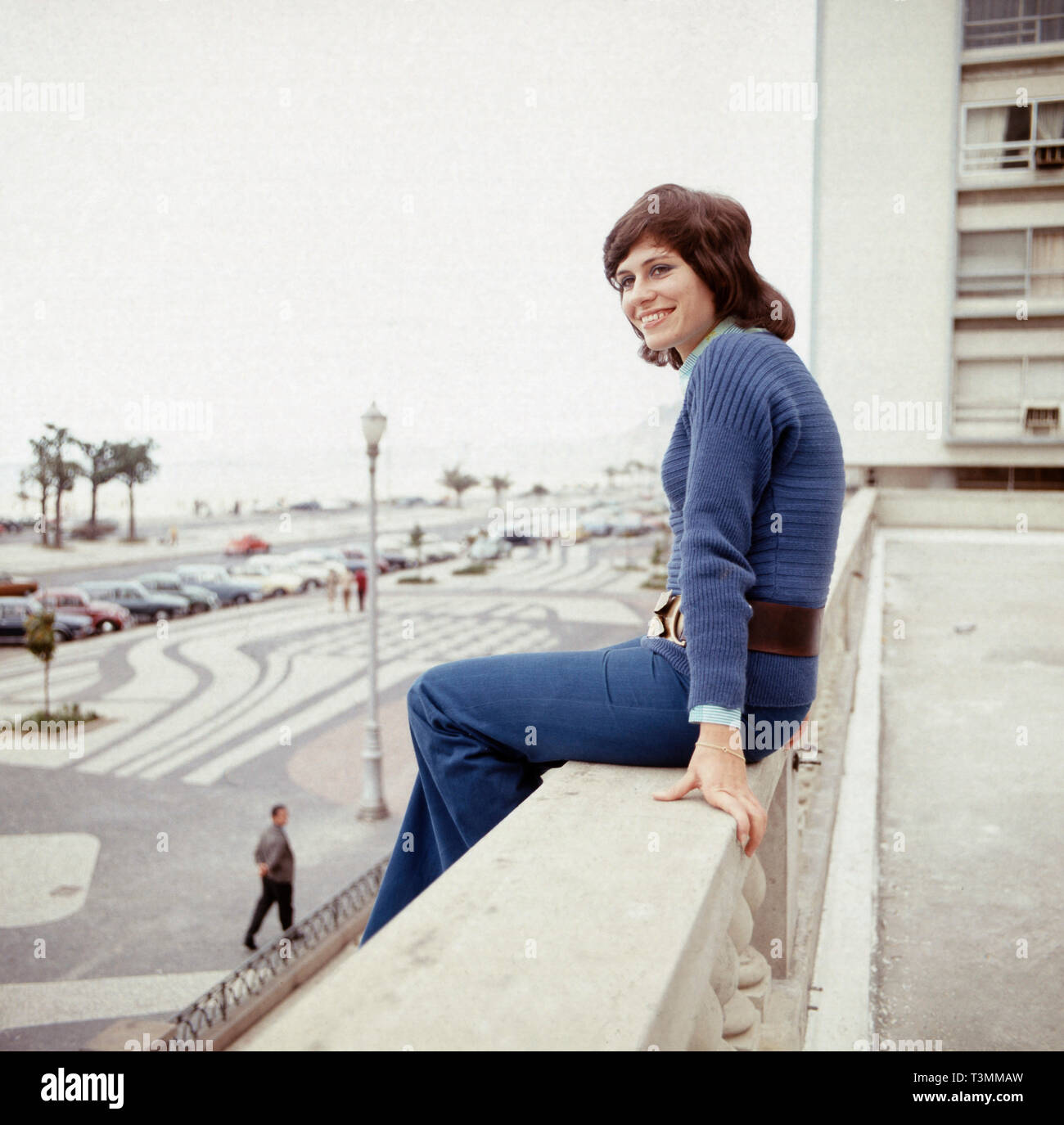 Mary Roos, deutsche Schlagersängerin, im Urlaub, Ca. 1979. Deutsche Schlager Sängerin Mary Roos auf Ferien, Ca. 1979. Stockfoto