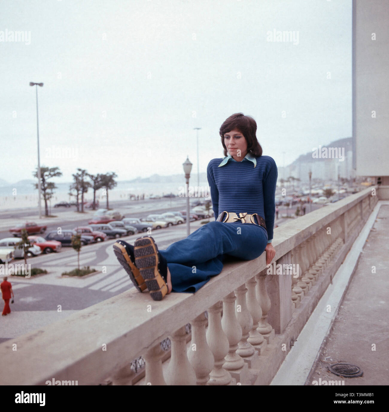 Mary Roos, deutsche Schlagersängerin, im Urlaub, Ca. 1979. Deutsche Schlager Sängerin Mary Roos auf Ferien, Ca. 1979. Stockfoto