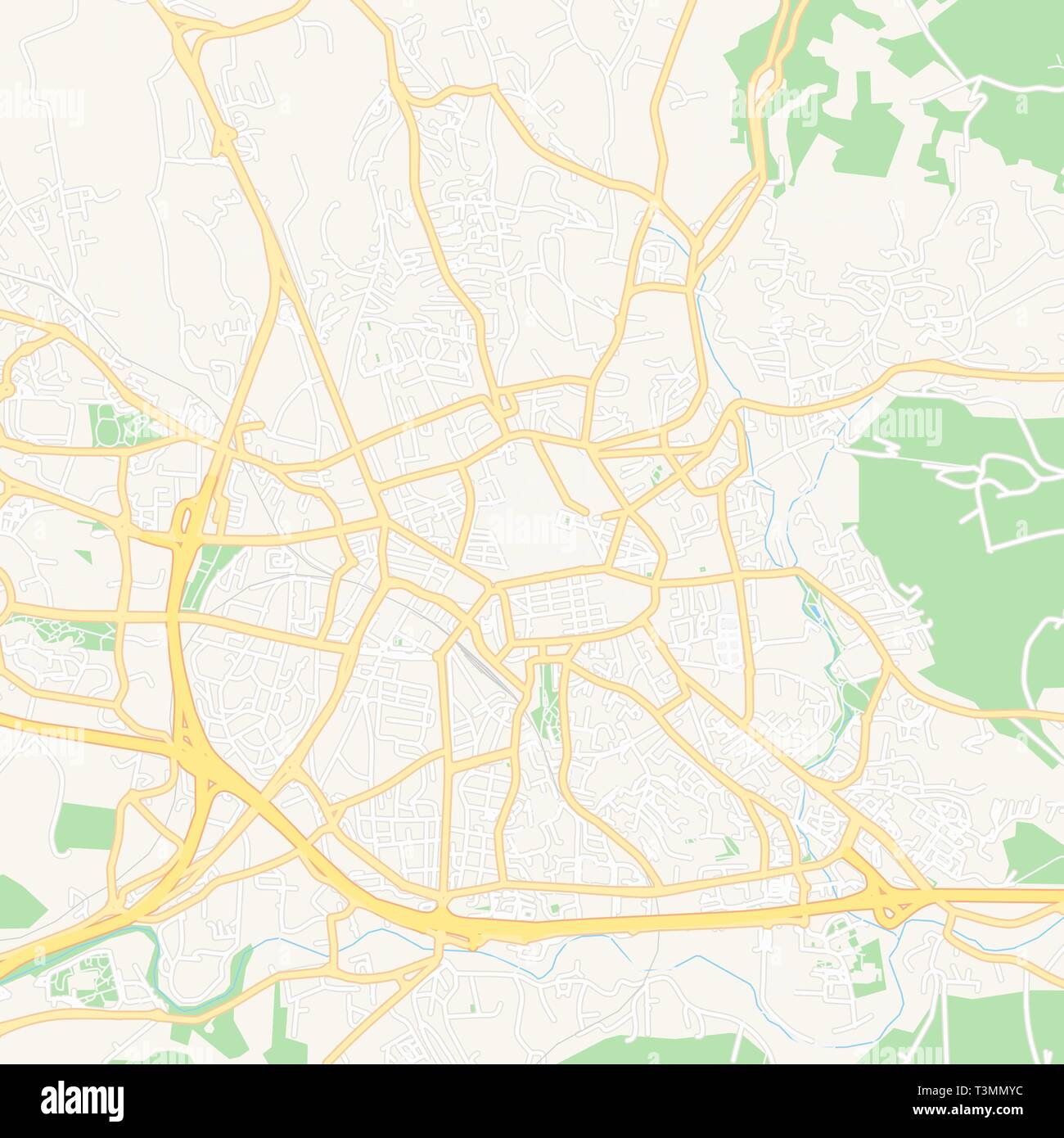 Druckbare Karte von Aix-en-Provence, Frankreich mit Haupt- und Nebenstraßen und größere Bahnen. Diese Karte ist sorgfältig für Routing und Inverkehrbringen ind konzipiert Stock Vektor