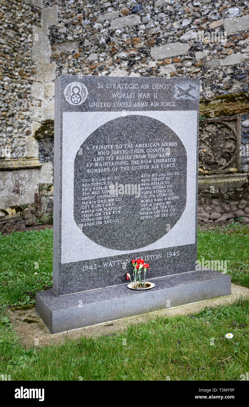 Erinnerung Stein 3. strategische Luft depot Weltkrieg II amerikanischer Pilot Stockfoto