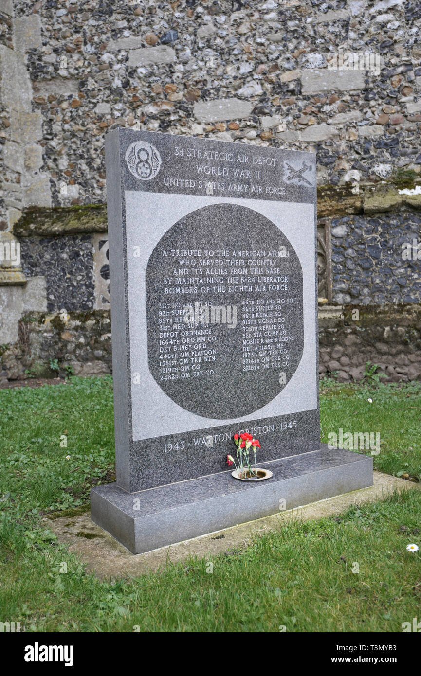 Einsame Gedenkstein acht army Airforce dritte strategische Luft depot Weltkrieg II der amerikanischen Stockfoto