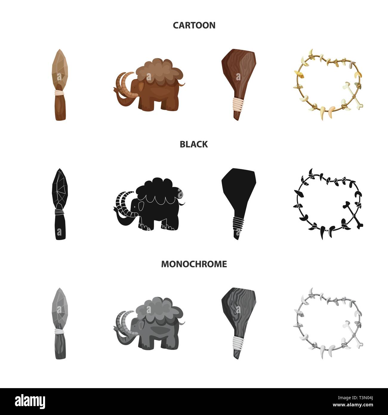 Vektor Design der Evolution und Steinzeit Symbol. Sammlung von