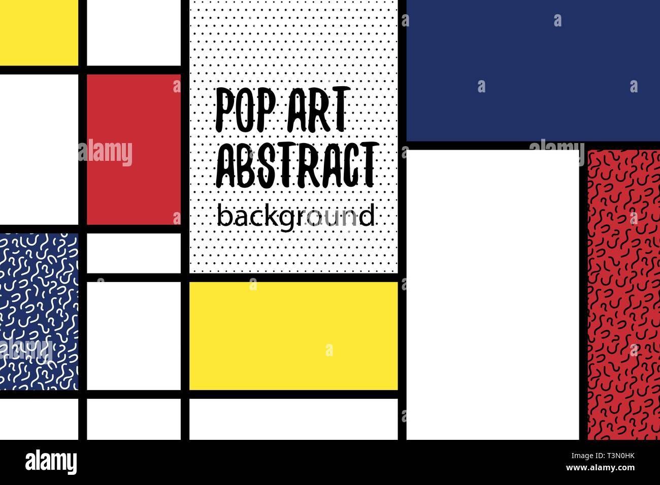 Pop Art Geometrie Mondrian style Line zurück Stock Vektor