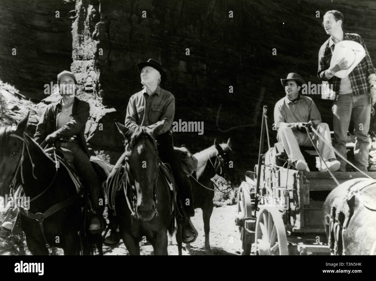 Billy Crystal, Daniel Stern, Bruno Kirby, Jack Palance im Film City Slickers II: Die Legende der Curlys Gold, 1994 Stockfoto