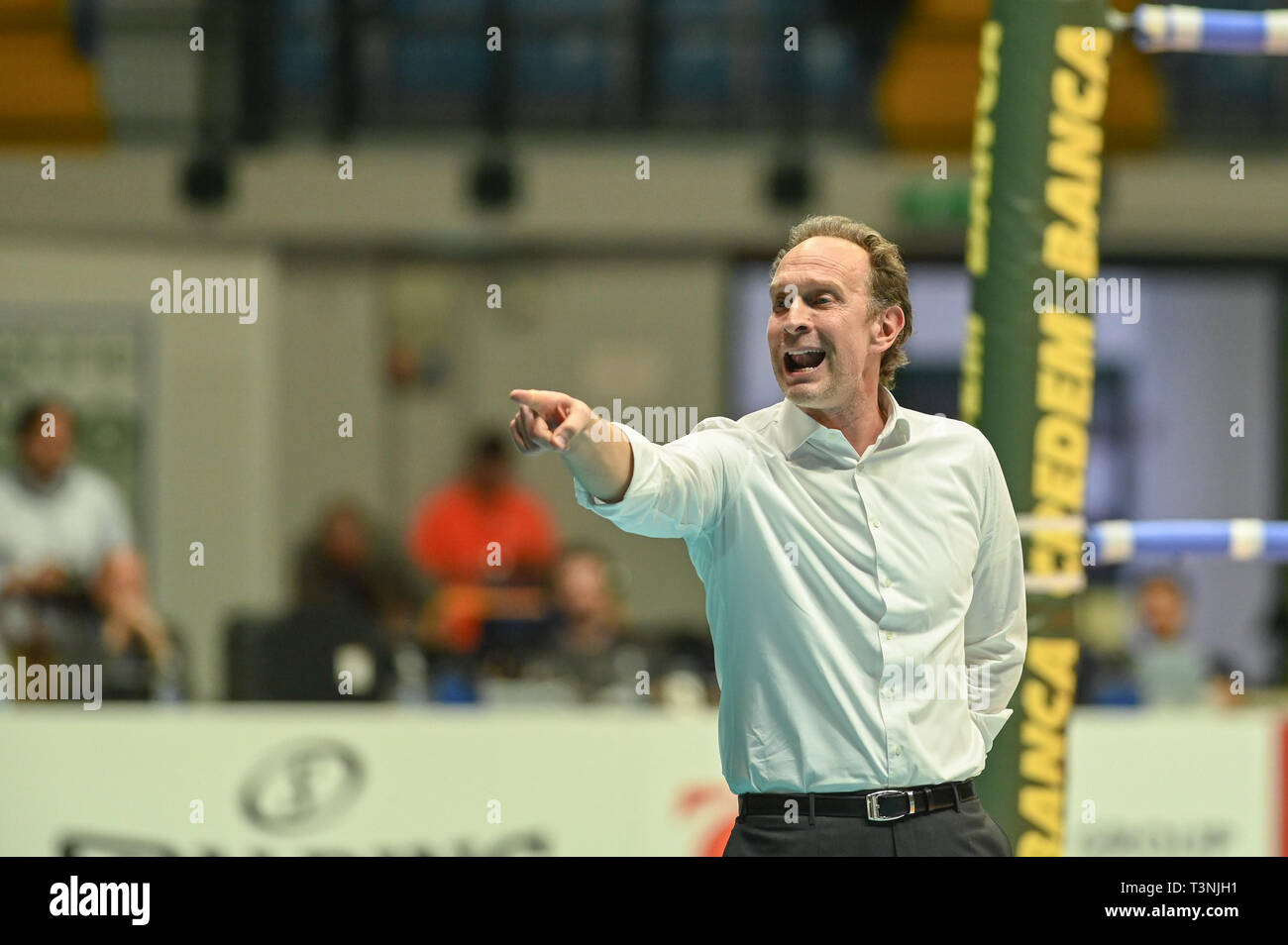 Monza, Italien. 07 Apr, 2019. Vero Volley Monza vs Sir Sicherheit Perugia Volley während der 2019 Playoff Viertelfinale Lega Volley 1 Männer. Credit: Tiziano Ballabio/Pacific Press/Alamy leben Nachrichten Stockfoto