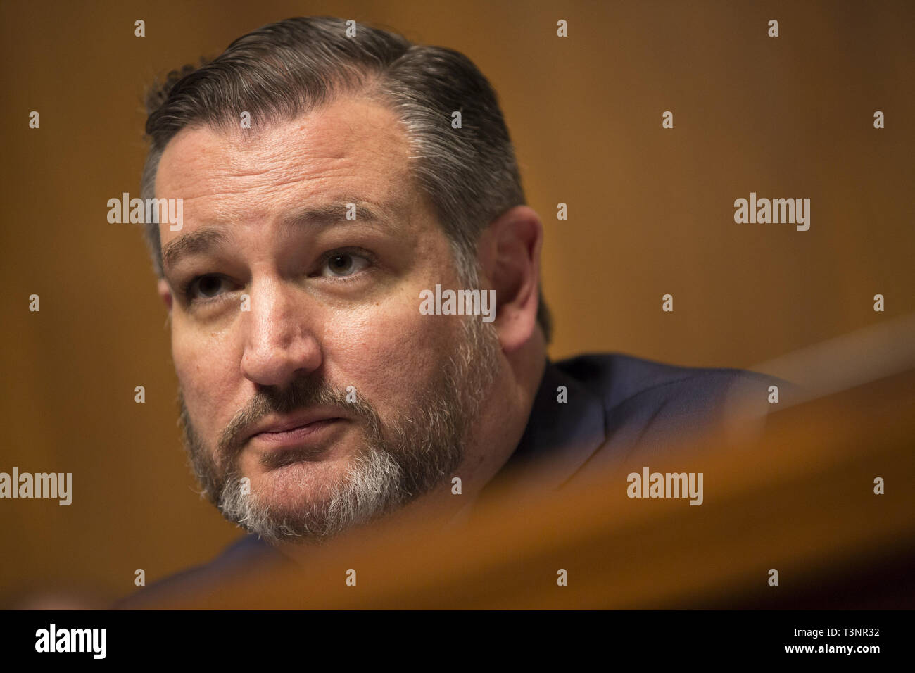 Washington, District of Columbia, USA. 10 Apr, 2019. Vorsitzende Vorsitzender des United States Senate Committee auf die Justiz Ted Cruz (Republikaner von Texas) liefert Eröffnungsansprache vor dem Zeugnis von Carlos Monje, Junior, der Direktor der öffentlichen Politik und Philanthropie an Twitter, und Neil Potts, der Politische Direktor bei Facebook, auf dem Capitol Hill in Washington DC am 10. April 2019 Credit: Stefani Reynolds/CNP/ZUMA Draht/Alamy leben Nachrichten Stockfoto
