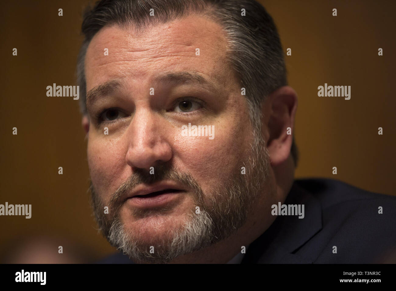 Washington, District of Columbia, USA. 10 Apr, 2019. Vorsitzende Vorsitzender des United States Senate Committee auf die Justiz Ted Cruz (Republikaner von Texas) liefert Eröffnungsansprache vor dem Zeugnis von Carlos Monje, Junior, der Direktor der öffentlichen Politik und Philanthropie an Twitter, und Neil Potts, der Politische Direktor bei Facebook, auf dem Capitol Hill in Washington DC am 10. April 2019 Credit: Stefani Reynolds/CNP/ZUMA Draht/Alamy leben Nachrichten Stockfoto