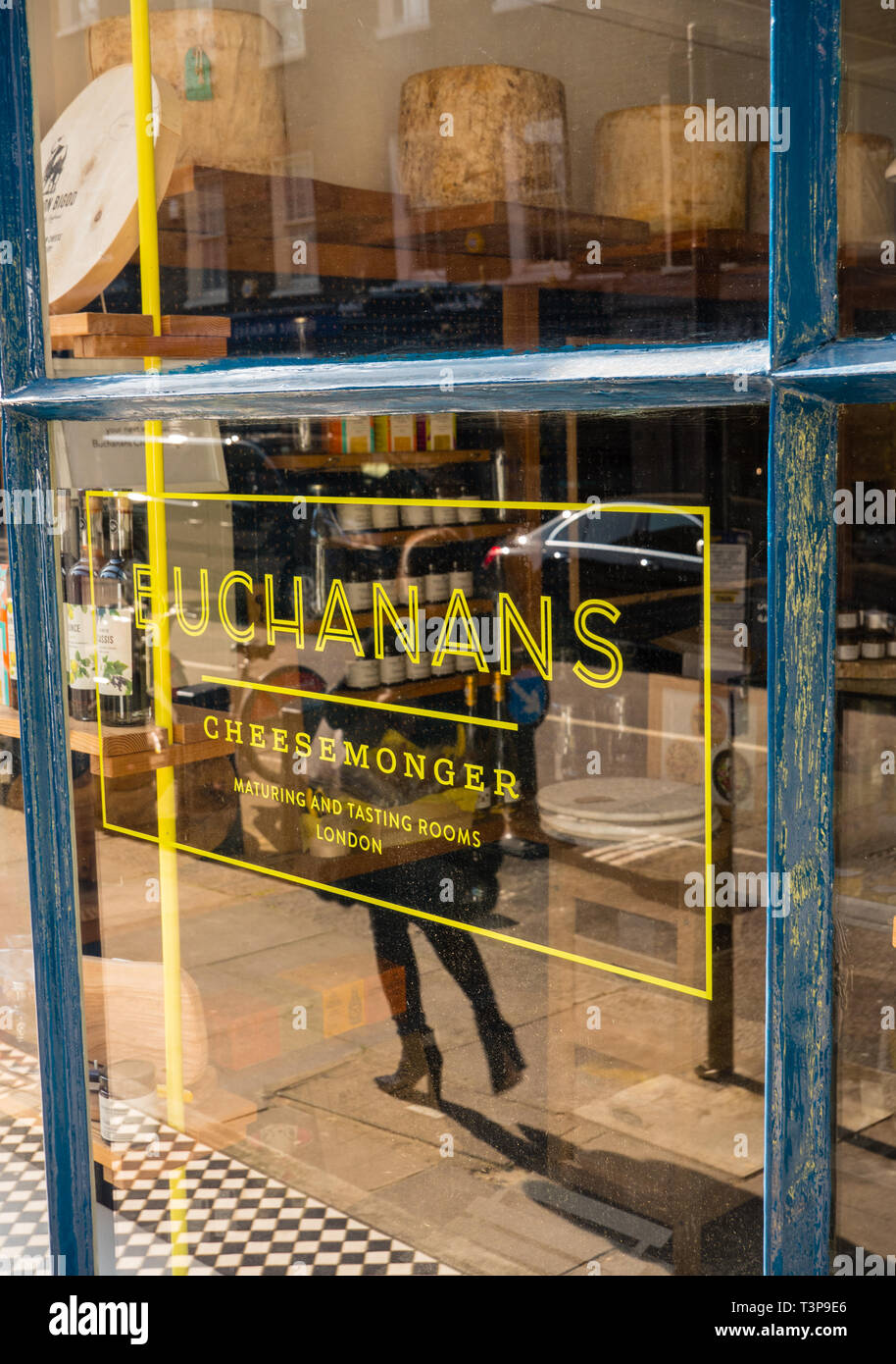 Buchanans Cheesemonger, Connaught Dorf, Westminster, London, England, UK, GB. Stockfoto