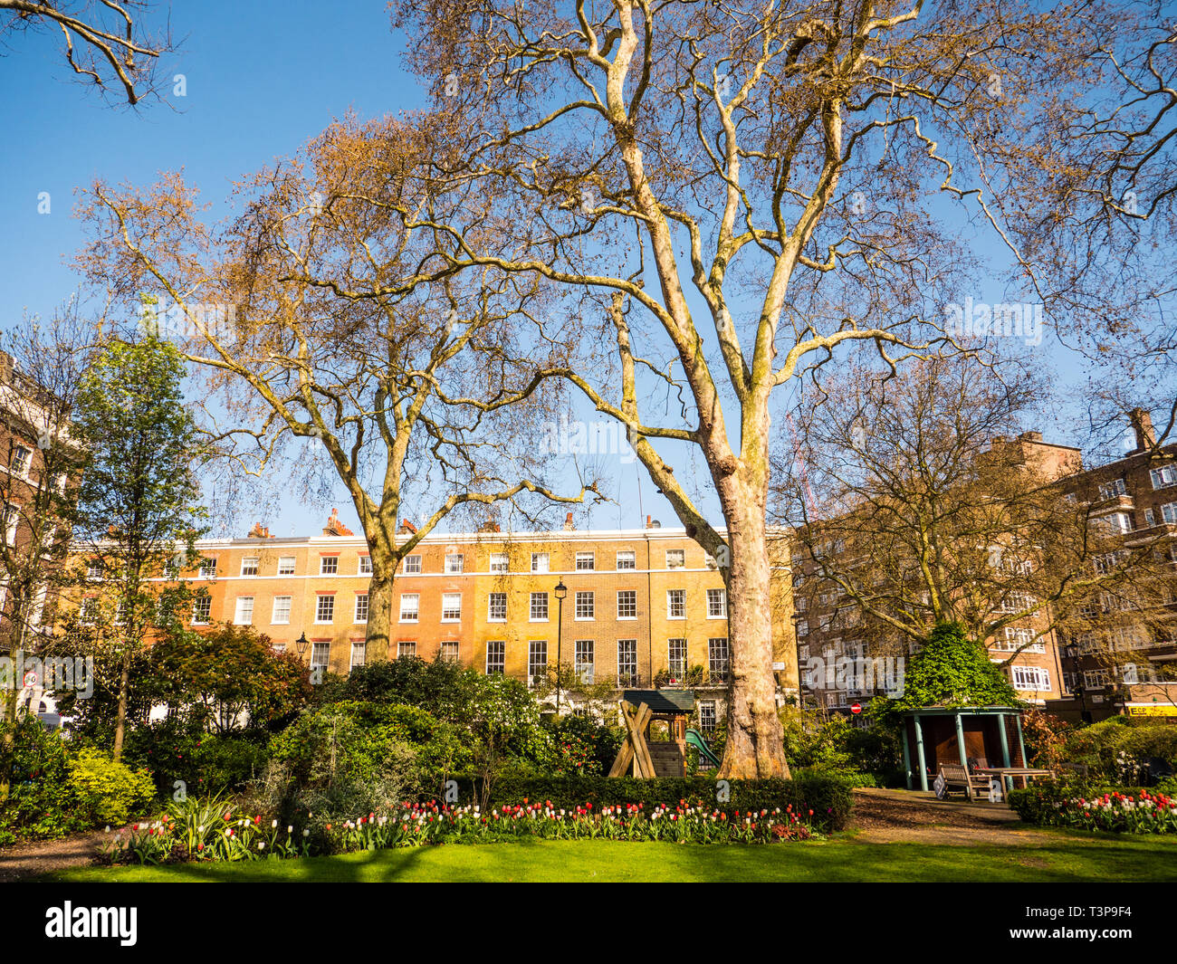 Connaught Platz, Private Garden Square, Westminster, London, England, UK, GB. Stockfoto