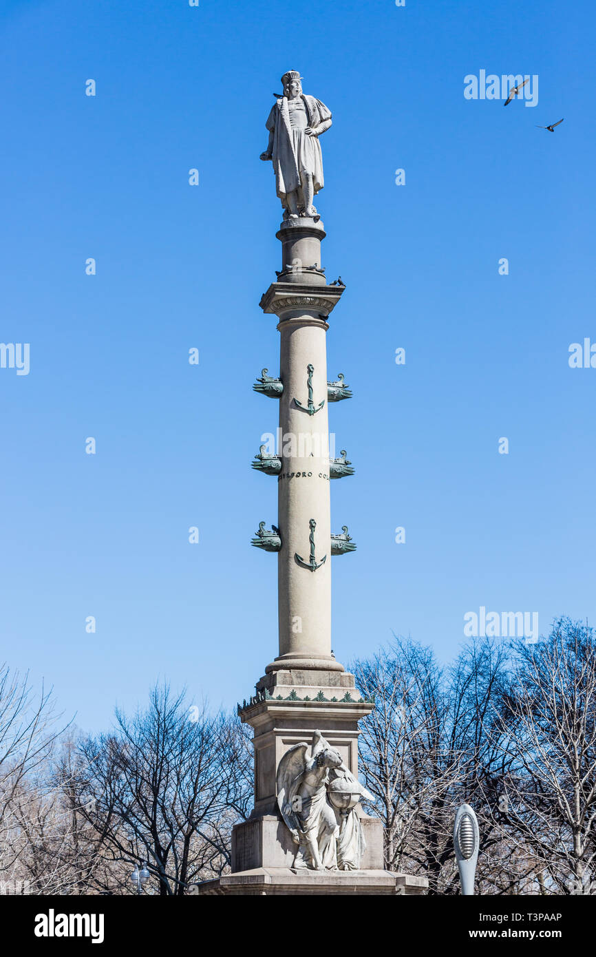 Christopher Columbus Circle Statue eines der wichtigsten Wahrzeichen in Manhattan, New York City, USA Stockfoto