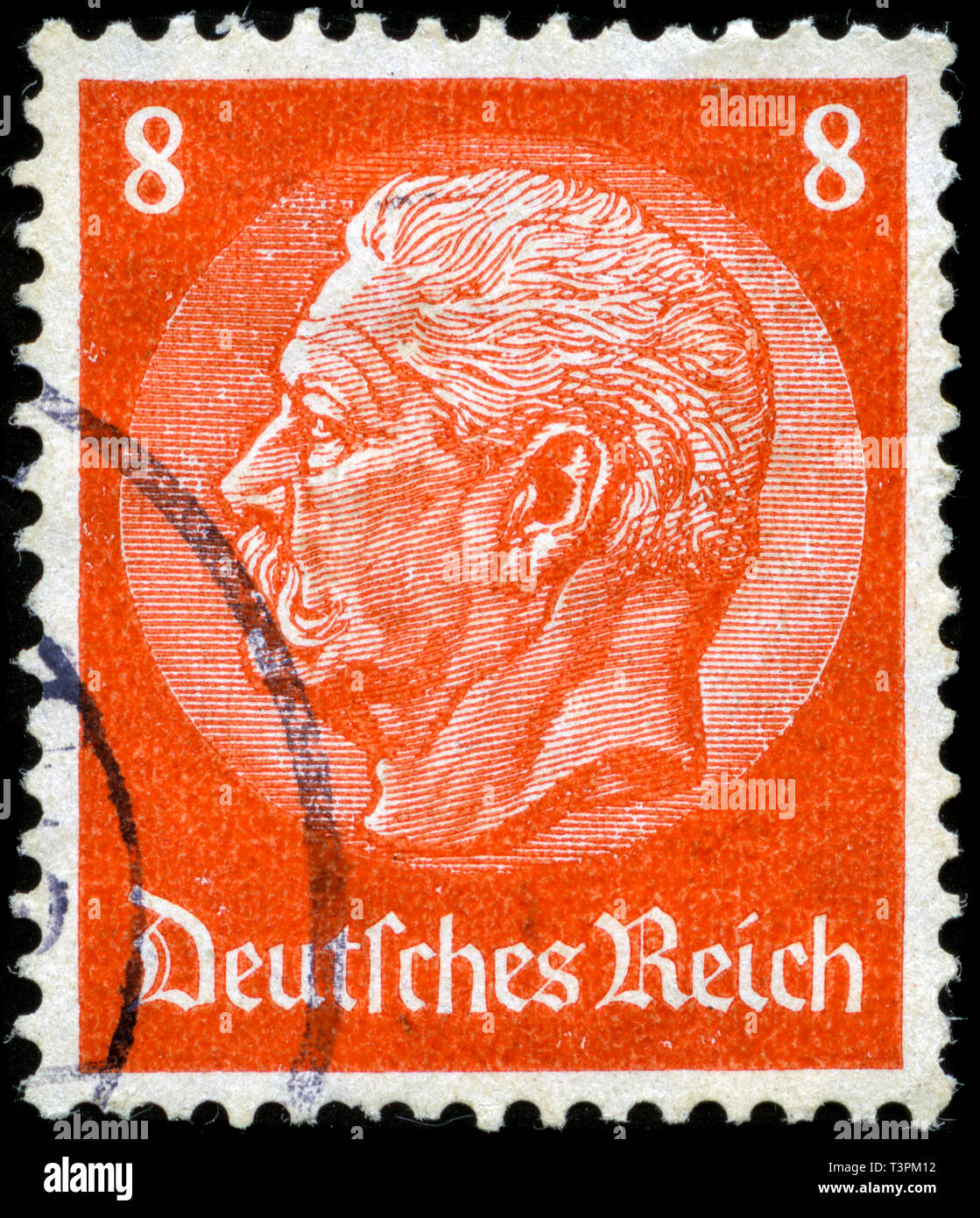 Briefmarken aus dem Deutschen Reich in die Paul von Hindenburg in das Medaillon Serie in ausgestellt Stockfoto